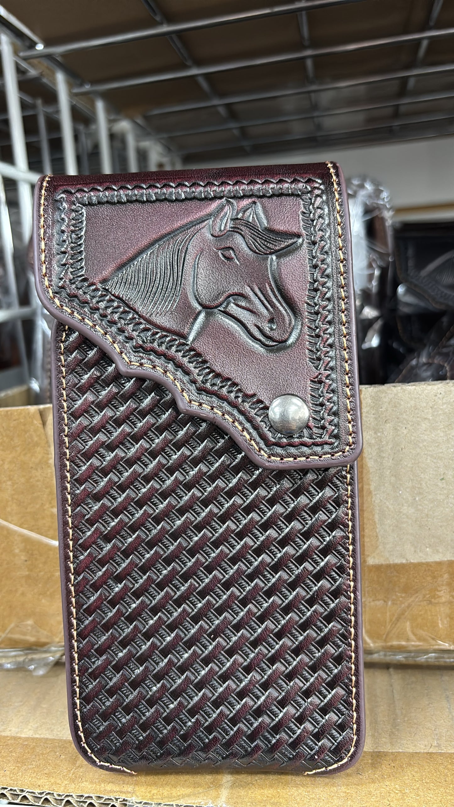 7" HORSE PHONE HOLSTER LEATHER LARGE BELT LOOP CASE UNIVERSAL HANDMADE