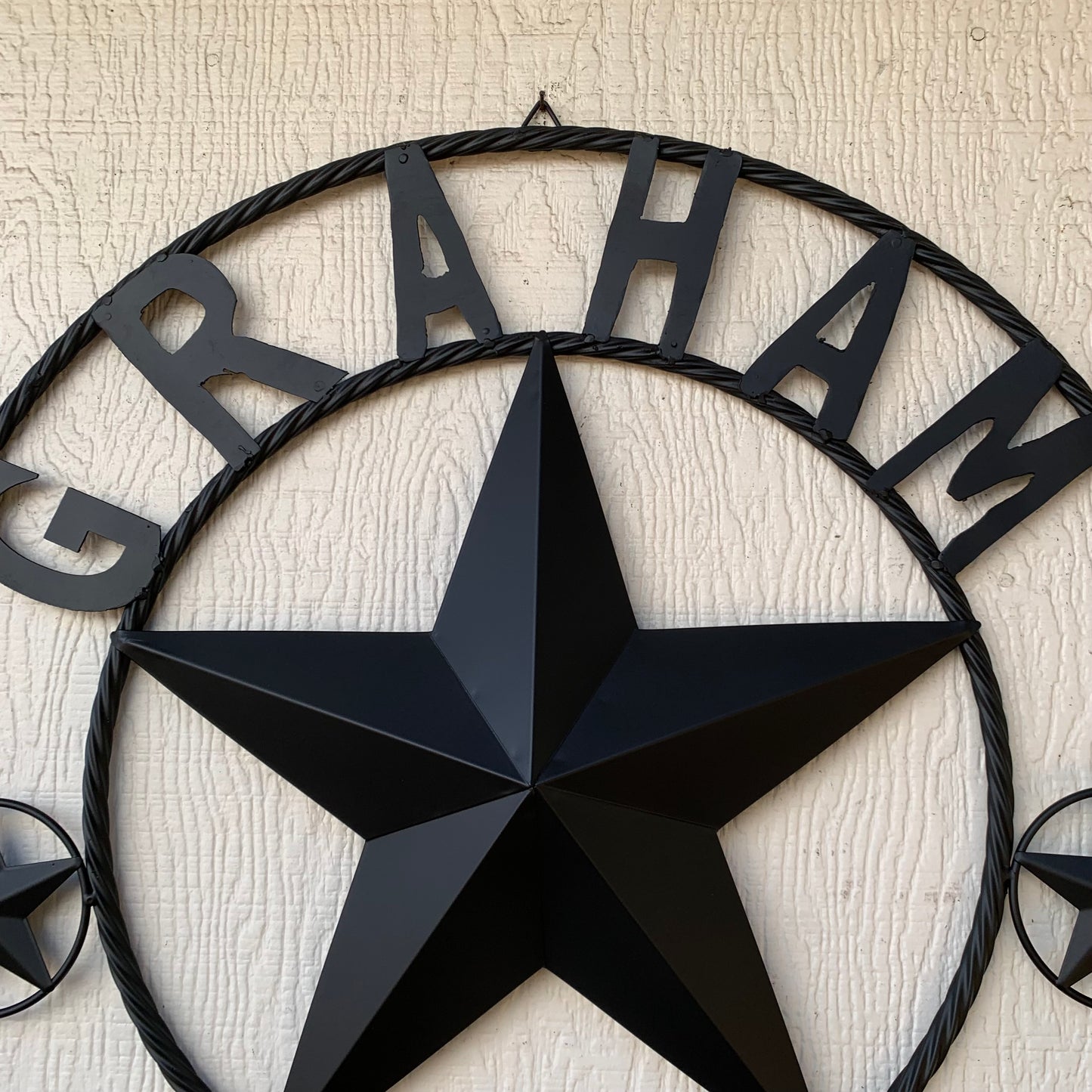 GRAHAM STYLE YOUR CUSTOM NAME STAR BARN STAR METAL LONE STAR WESTERN HOME DECOR RUSTIC BLACK HANDMADE 24",32",36",50"