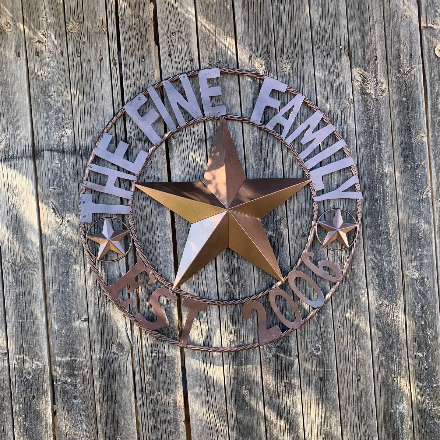 FINE FAMILY STYLE YOUR CUSTOM NAME STAR BARN STAR METAL LONE STAR WESTERN HOME DECOR RUSTIC BRONZE HANDMADE 24",32",36",50"