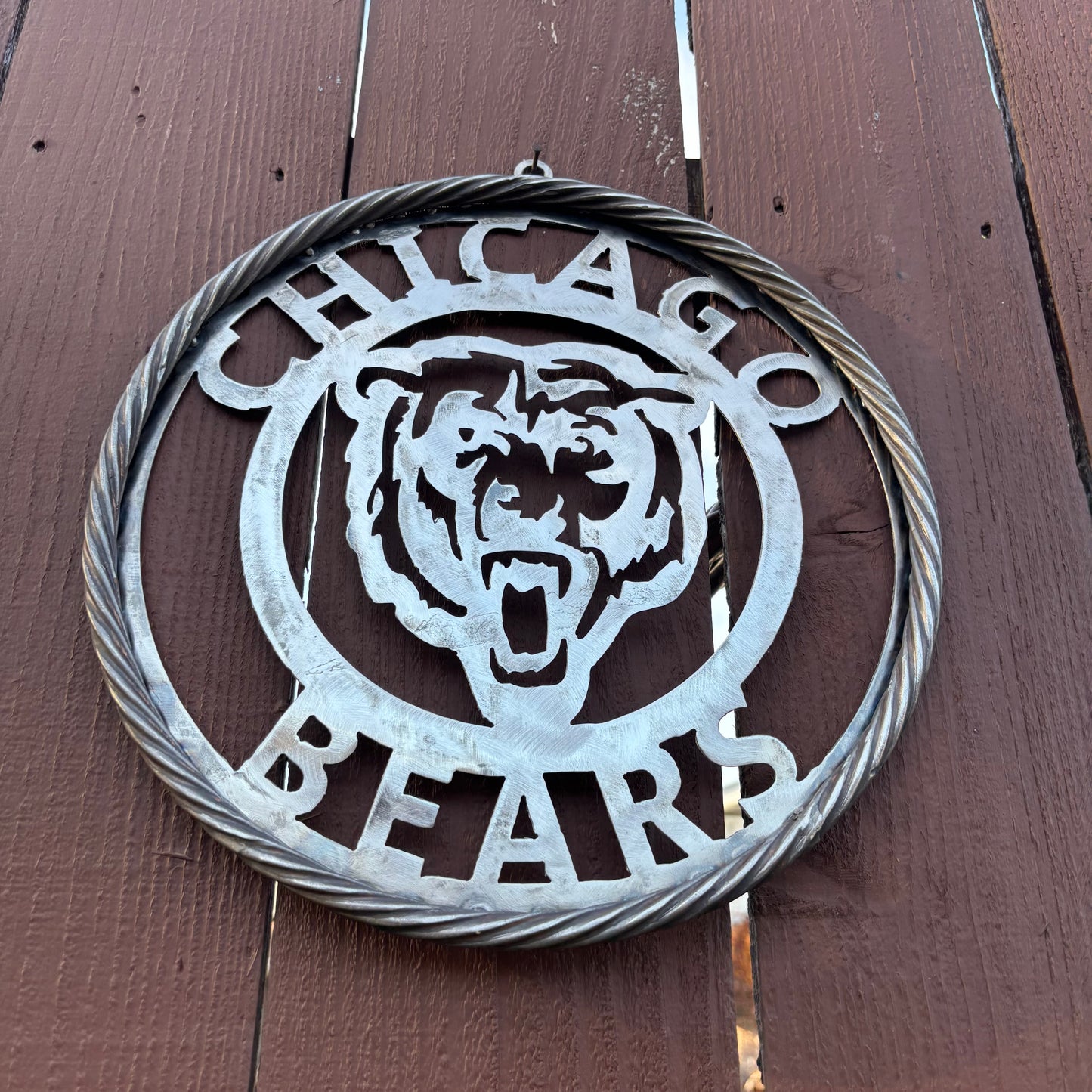 CHICAGO BEARS CUSTOM RAW METAL VINTAGE CRAFT SIGN TEAM HANDMADE STYLE# 3