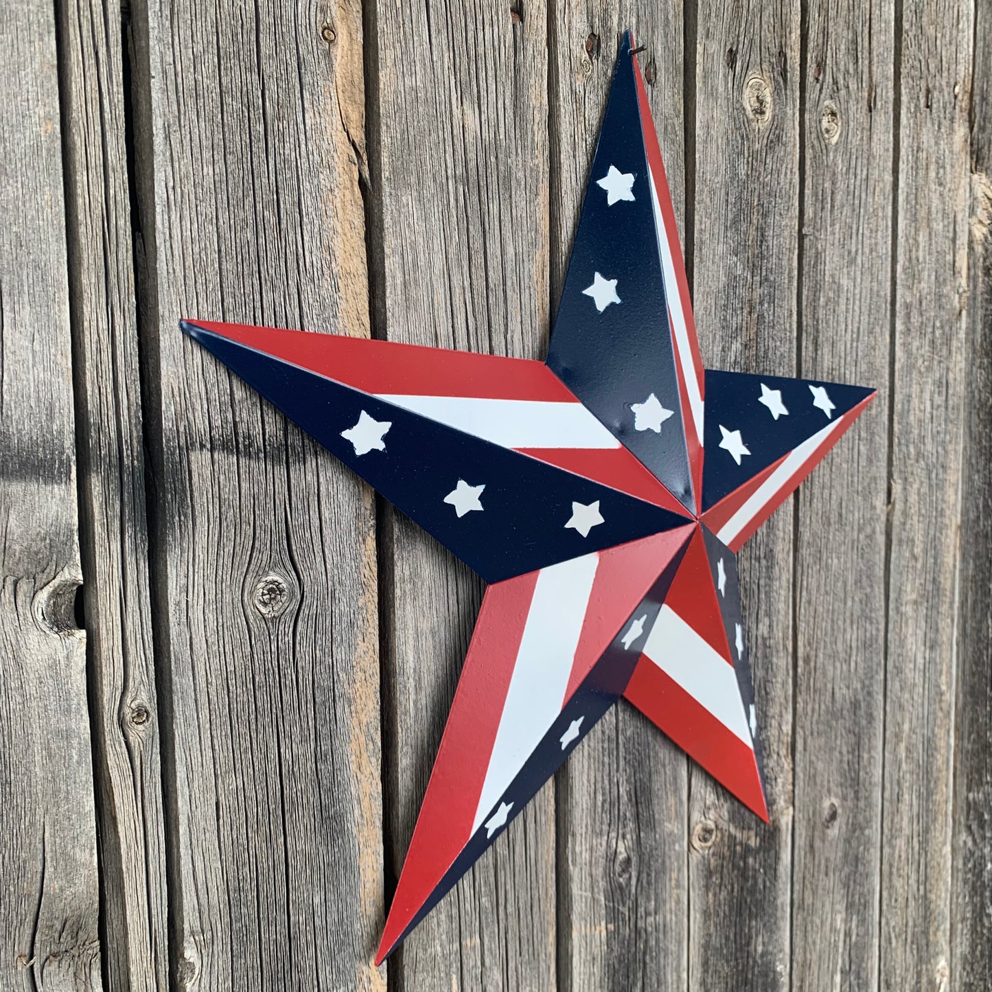 USA BARN STAR AMERICAN FLAG STAR RED WHITE & BLUE METAL STAR HANDMADE NEW 12",24",30" #EH11753