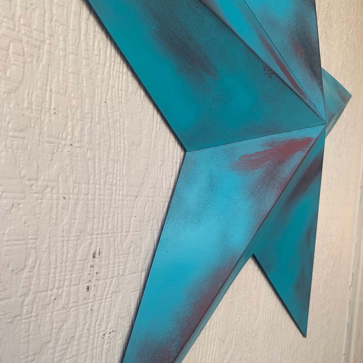 #EH10540 TURQUOISE DISTRESSED TWO TONE BARN STAR METAL ART WESTERN HOME DECOR HANDMADE NEW