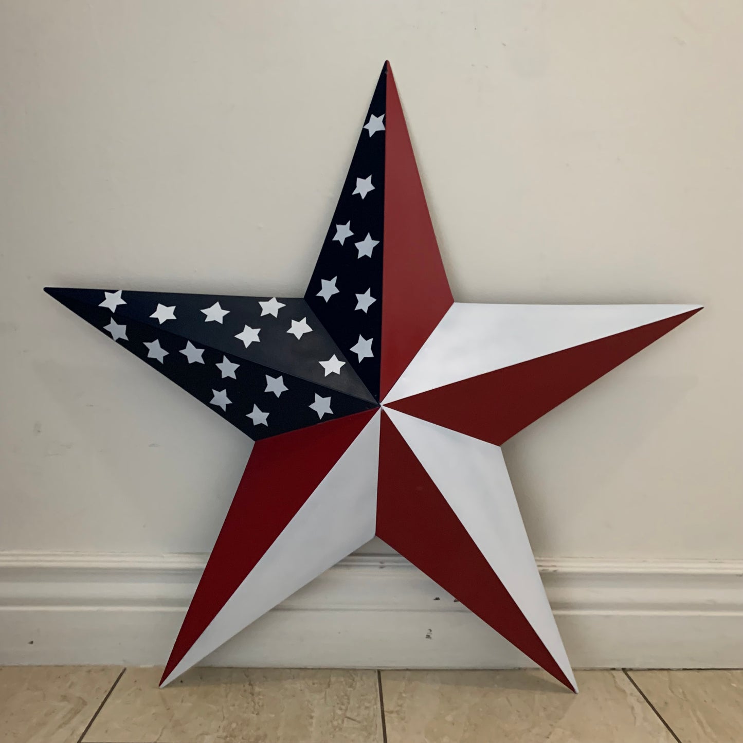 USA FLAG STAR STYLE# 5 RED WHITE & BLUE AMERICANA METAL BARN STAR WALL ART HANDMADE TO ORDER NEW #EH13380