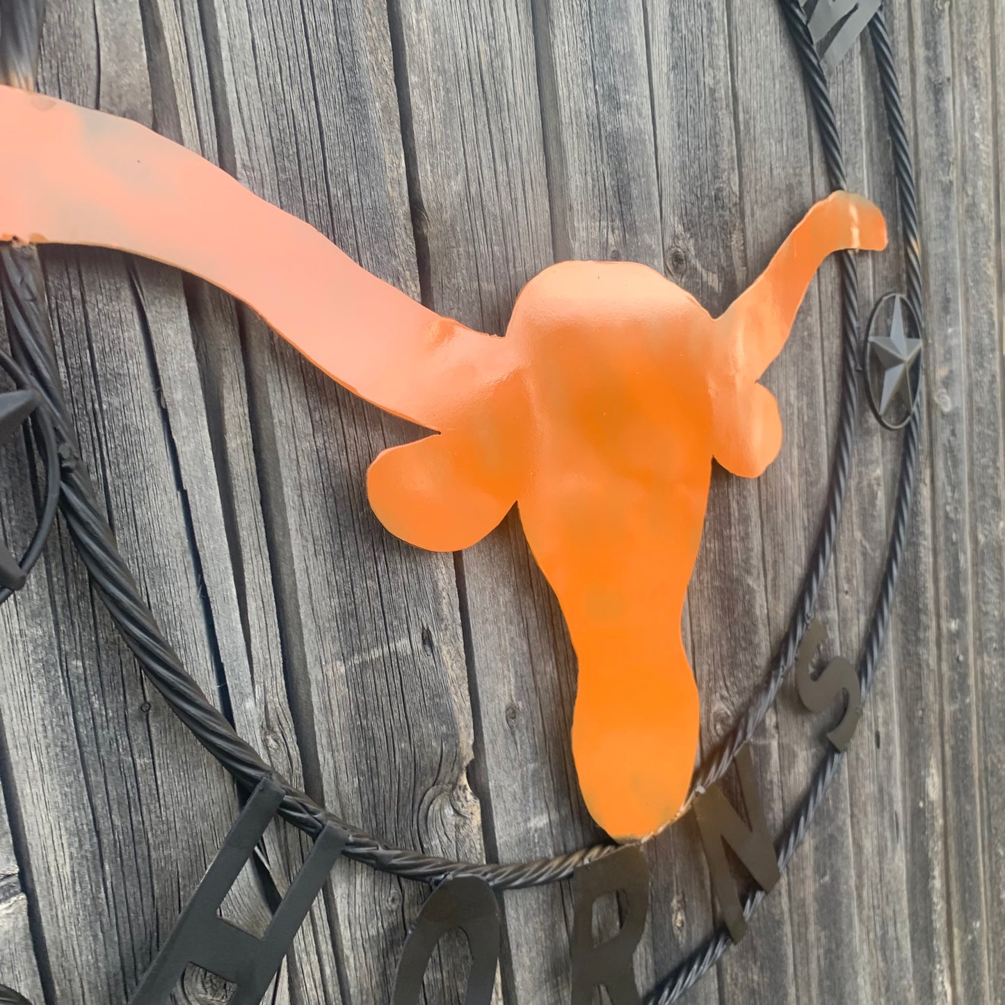 HOOKEM HORNS WITH LONE STAR TEXAS LONGHORNS HOOK EM METAL CUSTOM VINTAGE CRAFT WALL ART TEAM SIGN HANDMADE