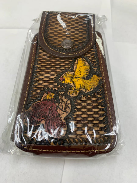 #EH11709 EAGLE 7" LEATHER POUCH EXTRA LARGE BELT LOOP CELL PHONE CASE UNIVERSAL OVERSIZE WESTERN LEATHER ART HANDMADE NEW