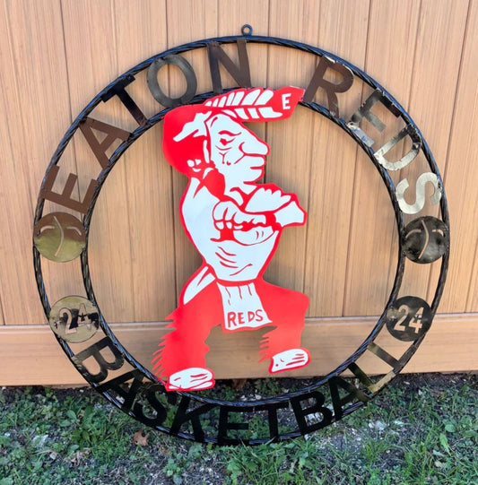 EATON REDS CUSTOM METAL VINTAGE CRAFT SIGN TEAM RED WHITE HANDMADE TO ORDER