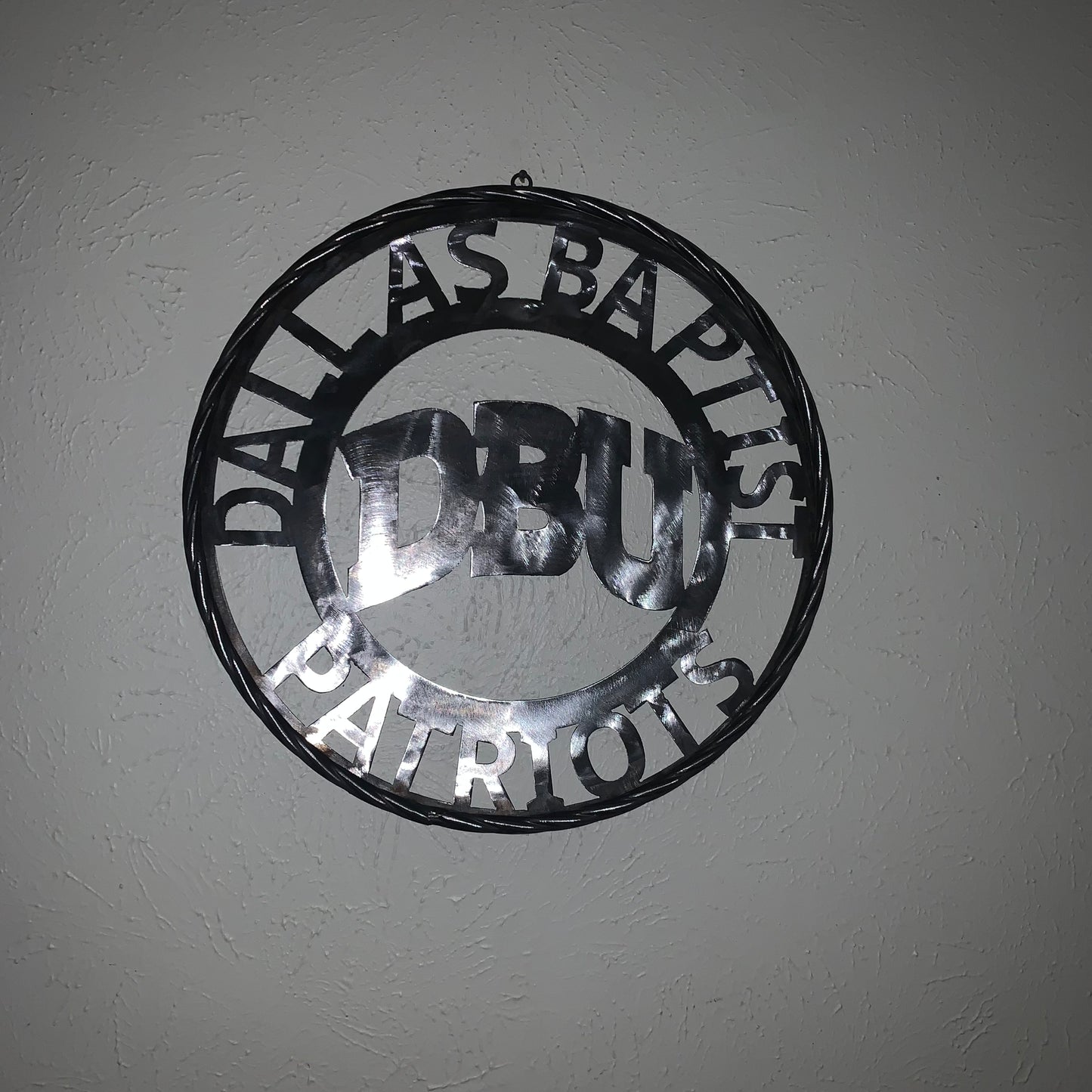 DBU DALLAS BAPTIST PATRIOTS CUSTOM RAW METAL NO PAINT VINTAGE METAL CRAFT SIGN TEAM WESTERN HOME DECOR HANDMADE