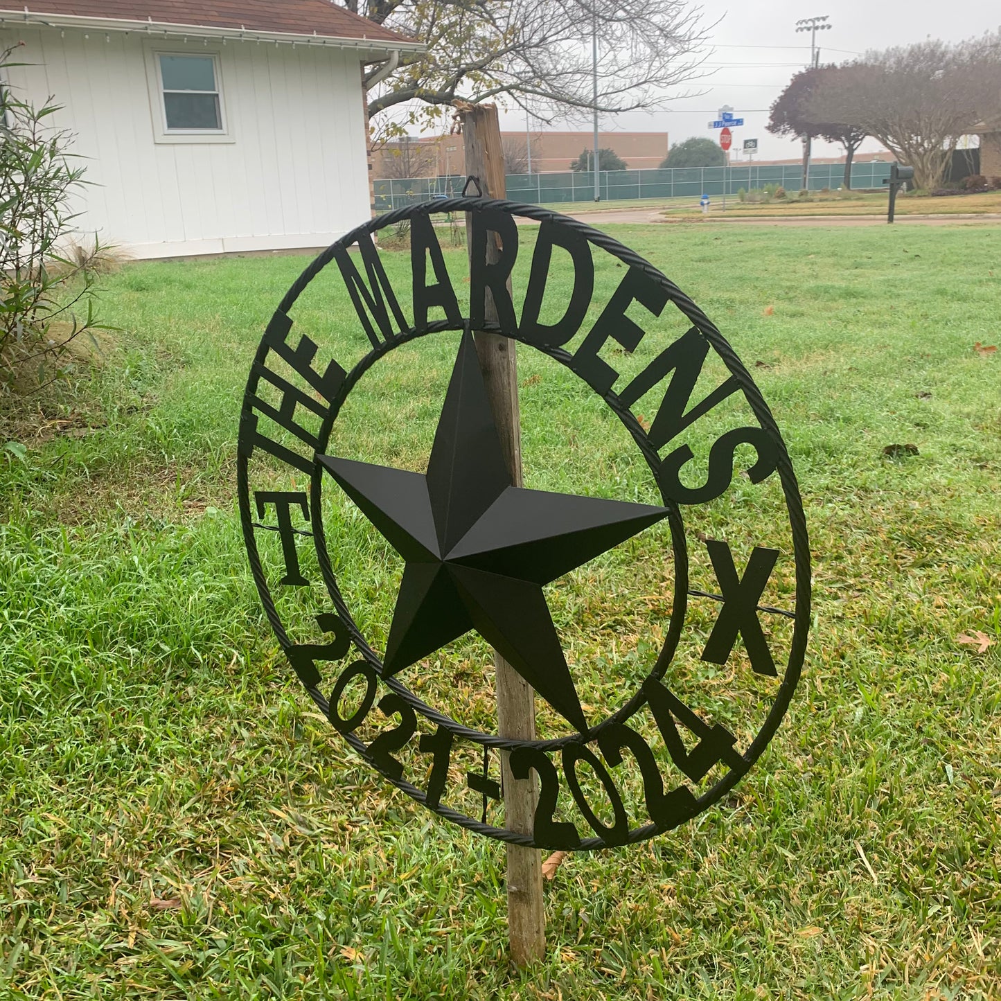 MARDENS STYLE CUSTOM NAME STAR BARN METAL STAR 3d TWISTED ROPE RING WESTERN HOME DECOR RUSTIC BLACK HANDMADE 24",32",36",50"