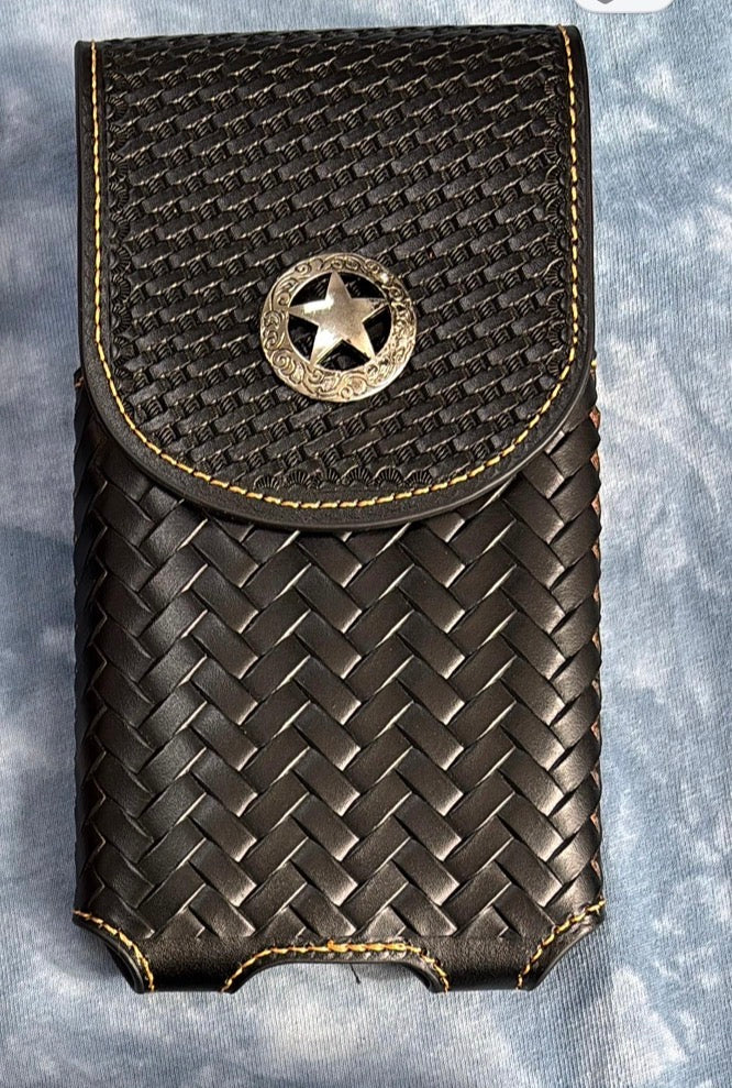 7" LONE STAR LEATHER HOLSTER TAN BROWN STAR POUCH EXTRA LARGE  BELT LOOP CELL PHONE CASE UNIVERSAL OVERSIZE #EH12702
