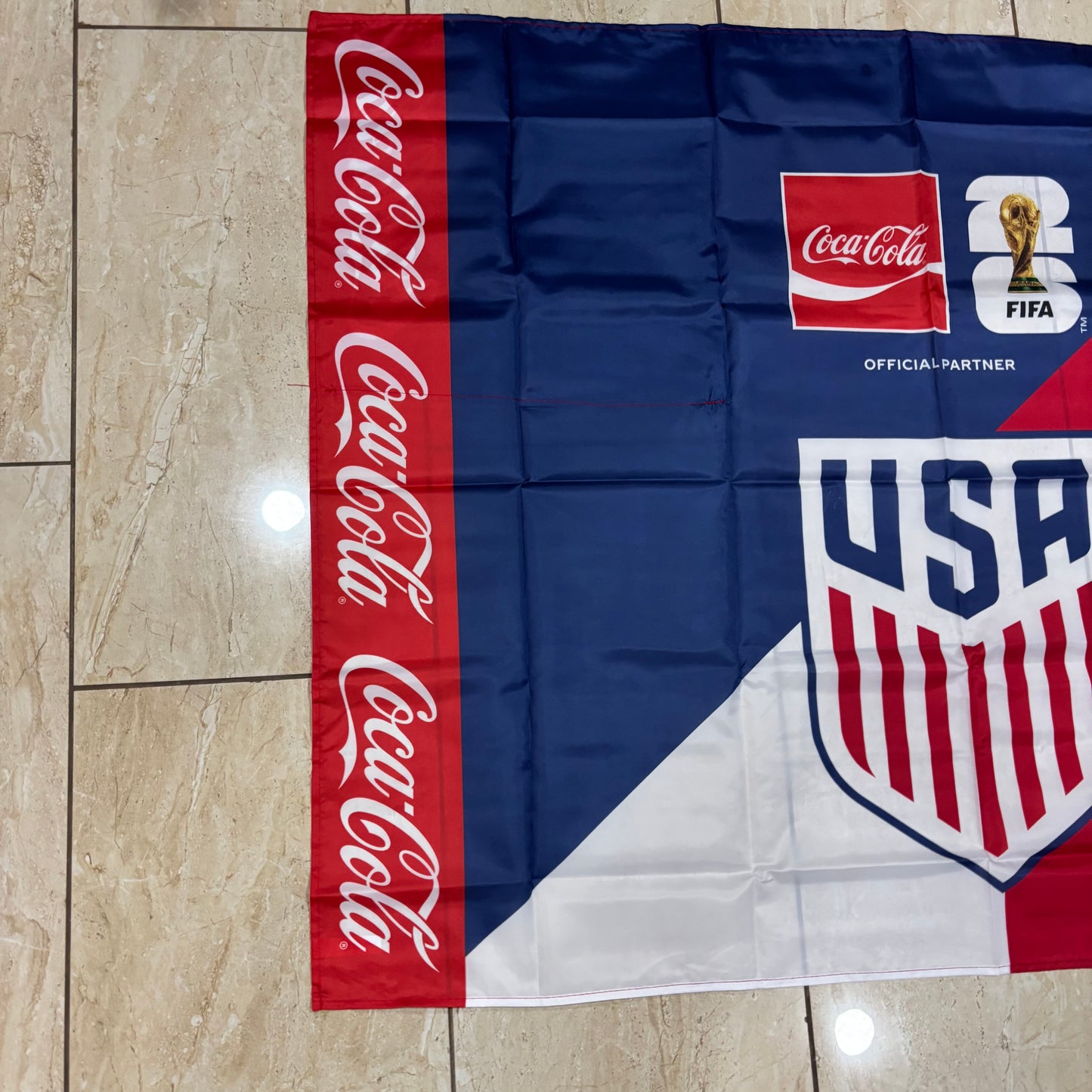 FIFA WORLD CUP 2026 USA COCACOLA FLAG 3ft x 4ft GENUINE LICENSES WESTERN HOME DECOR  #EH13732