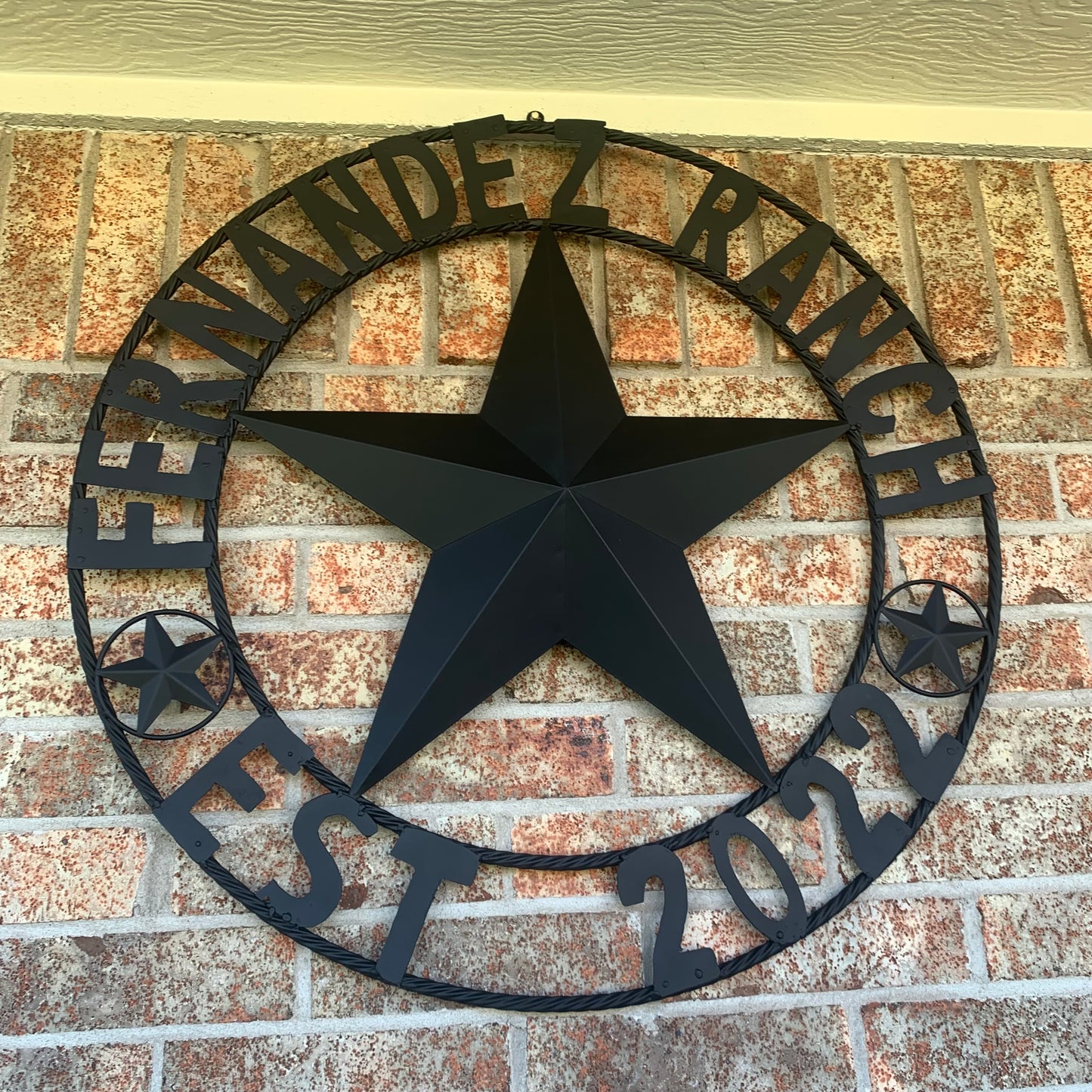 FERNANDEZ RANCH STYLE YOUR CUSTOM NAME STAR BARN STAR METAL LONE STAR WESTERN HOME DECOR RUSTIC BLACK HANDMADE 24",32",36",50"