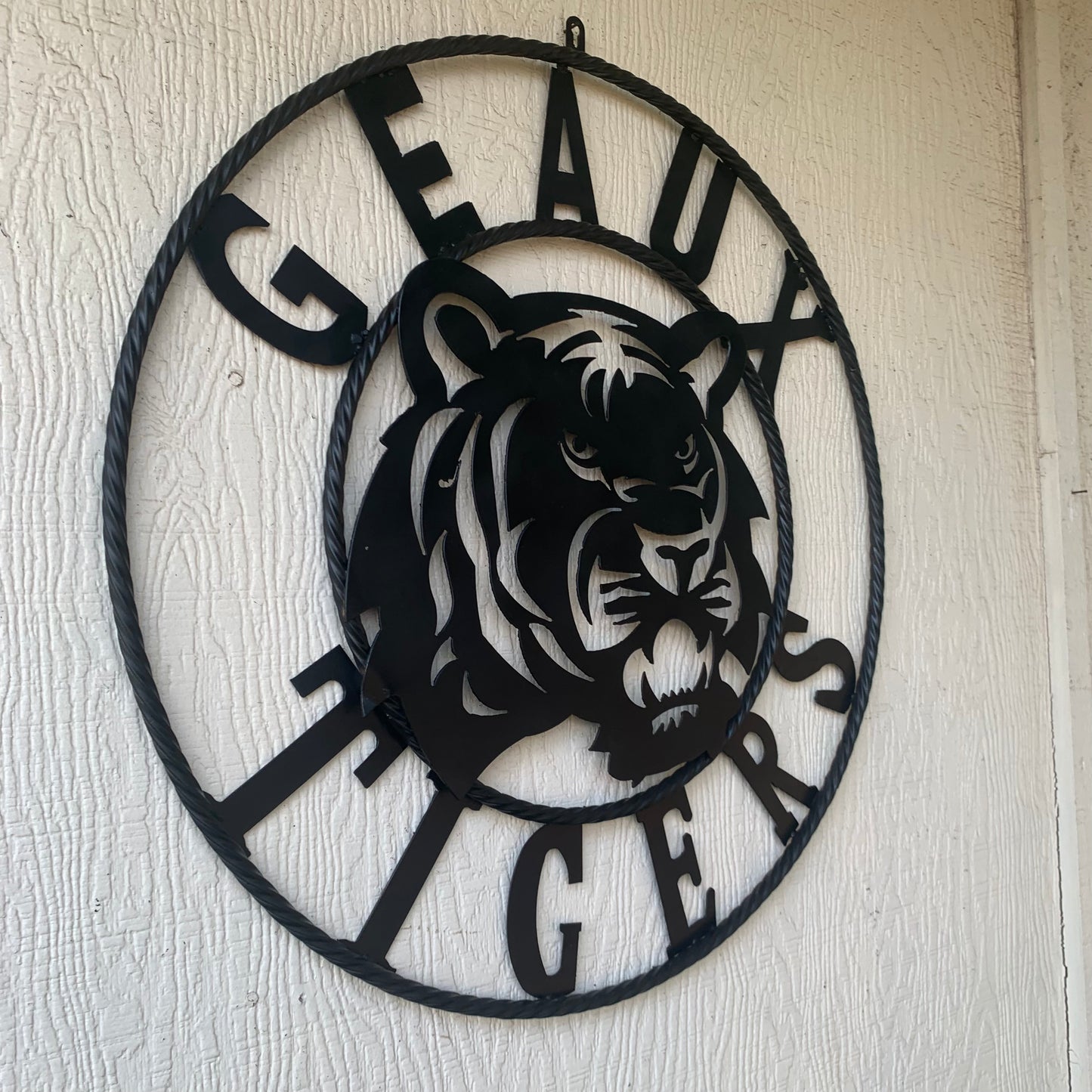 GEAUX TIGERS BLACK CUSTOM METAL VINTAGE CRAFT SIGN TEAM HANDMADE