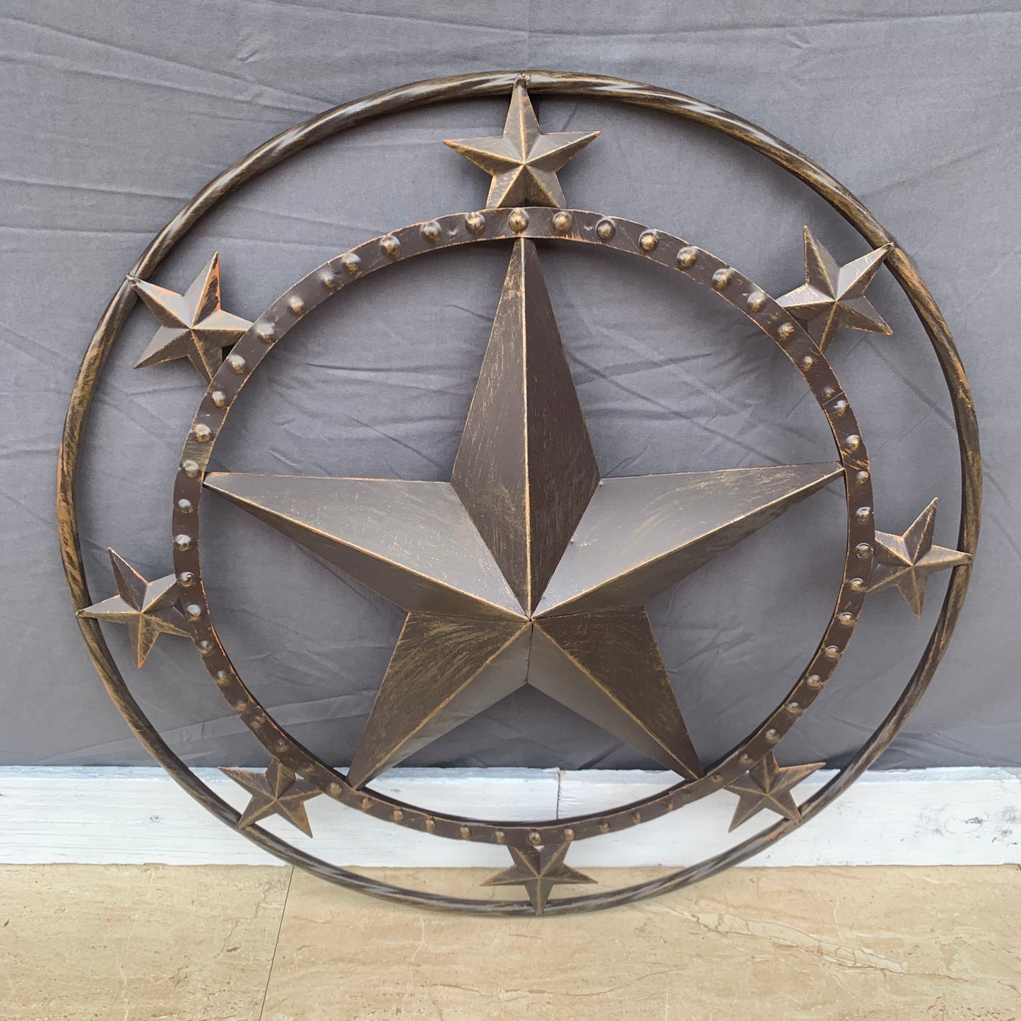 24" MULTI STAR BEADED COLIBROX BARN STAR METAL LONESTAR WESTERN HOME DECOR HANDMADE RUSTIC DARK BRONZE NEW