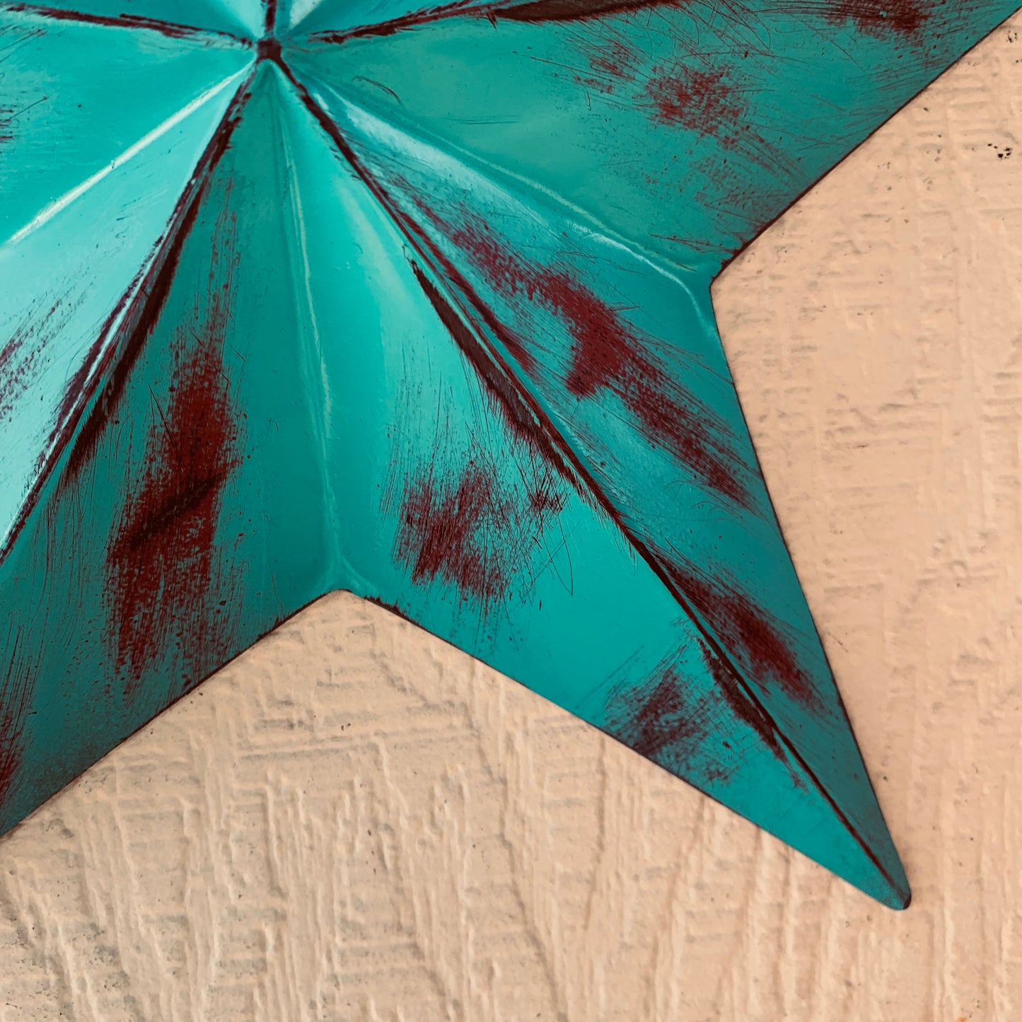 TURQUOISE DISTRESSED TWO TONE BARN STAR METAL ART WESTERN HOME DECOR HANDMADE NEW