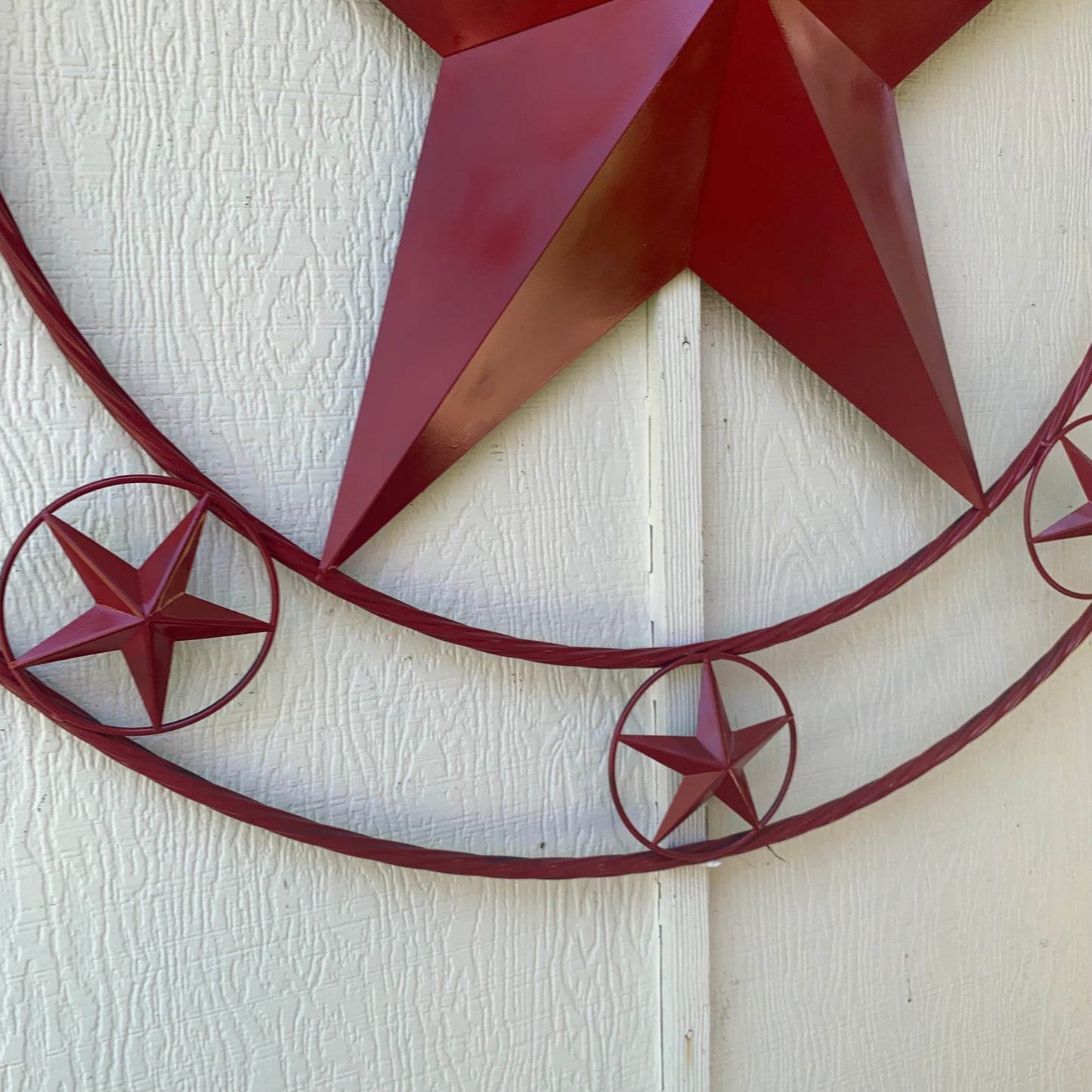 KENT STYLE YOUR CUSTOM STAR METAL NAME RUSTIC BURGUNDY RED CUSTOM 3d STAR METAL NAME BARN STAR TWISTED ROPE RING DESIGN METAL WALL ART HOME DECOR ANY SIZE