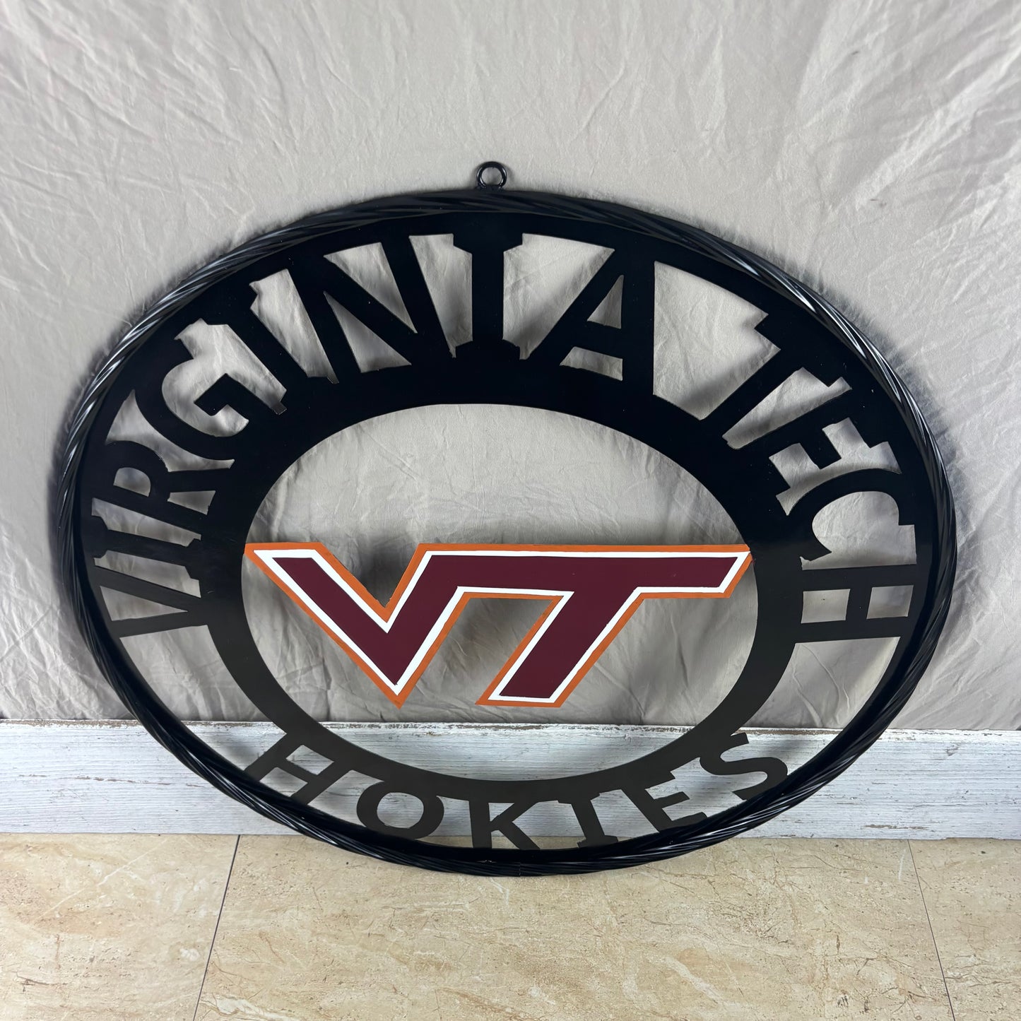 VIRGINIA TECH CUSTOM MAROON WHITE ORANGE METAL VINTAGE CRAFT SIGN TEAM HANDMADE TO ORDER