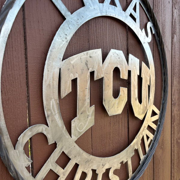 TCU TEXAS CHRISTIAN CUSTOM RAW METAL VINTAGE CRAFT TEAM SIGN UNPAINTED HANDMADE