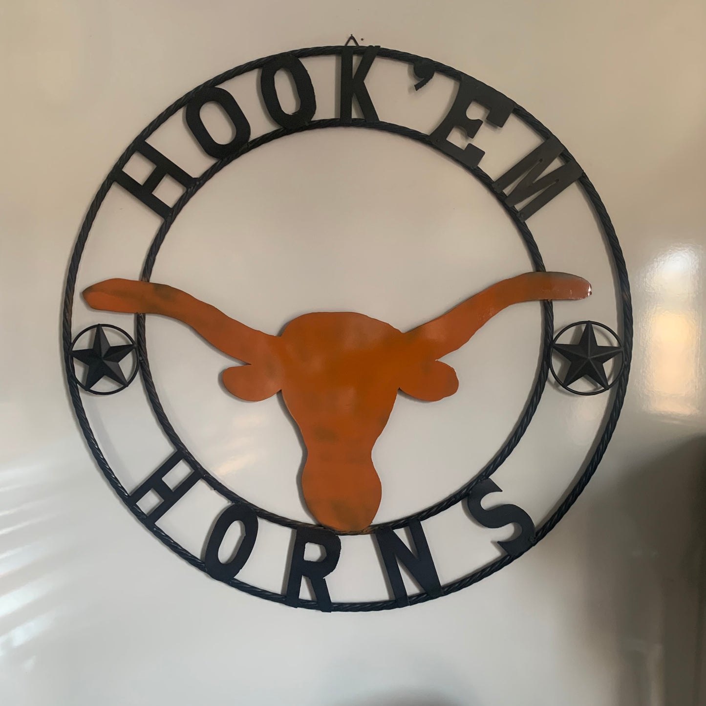 HOOKEM HORNS WITH LONE STAR TEXAS LONGHORNS HOOK EM METAL CUSTOM VINTAGE CRAFT WALL ART TEAM SIGN HANDMADE
