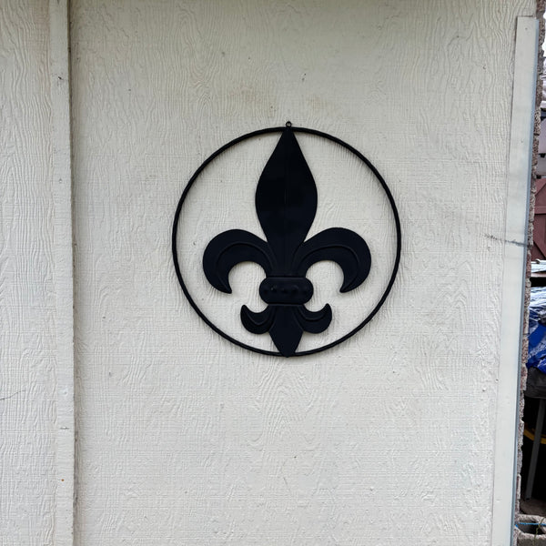 FLEUR DE LIS BLACK FLAT METAL WALL ART SIGN WESTERN HOME DECOR HANDMADE NEW 12",18",24",32"