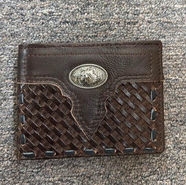 5" MEN'S HORSE BROWN WALLET GENUINE LEATHER BIFOLD WESTERN STYLE WALLET NEW