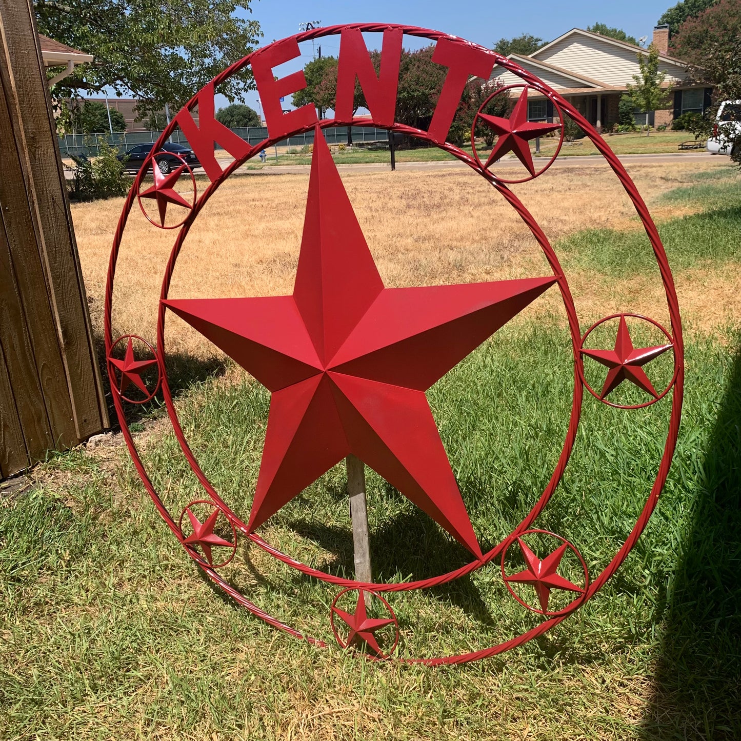 KENT STYLE YOUR CUSTOM STAR METAL NAME RUSTIC BURGUNDY RED CUSTOM 3d STAR METAL NAME BARN STAR TWISTED ROPE RING DESIGN METAL WALL ART HOME DECOR ANY SIZE