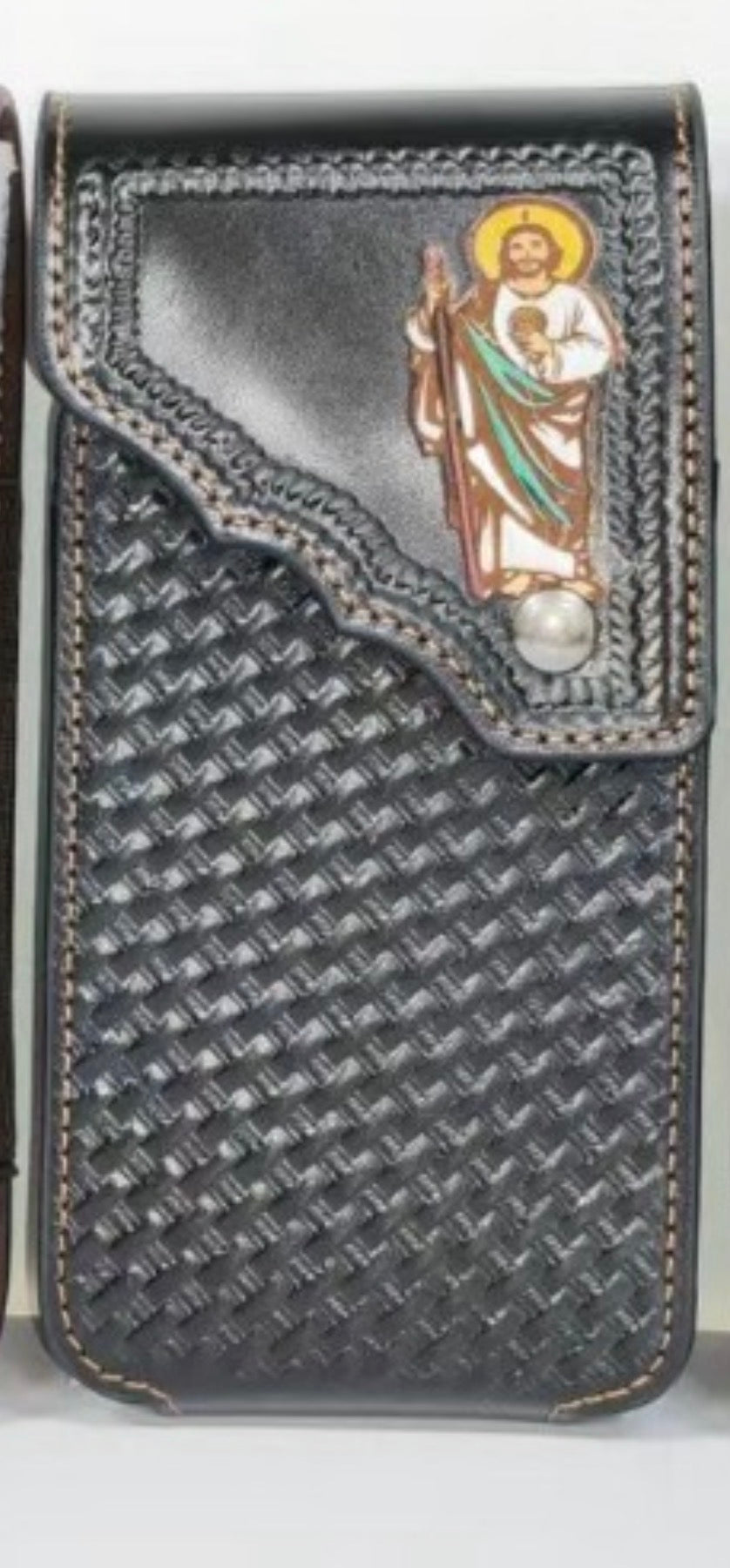 7" JESUS PHONE HOLSTER LEATHER LARGE BELT LOOP CASE UNIVERSAL HANDMADE
