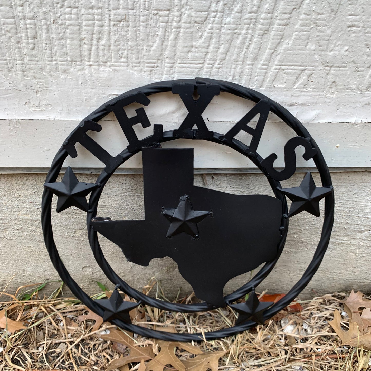 12" STATE OF TEXAS MAP RUSTIC BLACK TWISTED RING METAL SIGN WESTERN HOME DECOR HANDMADE NEW