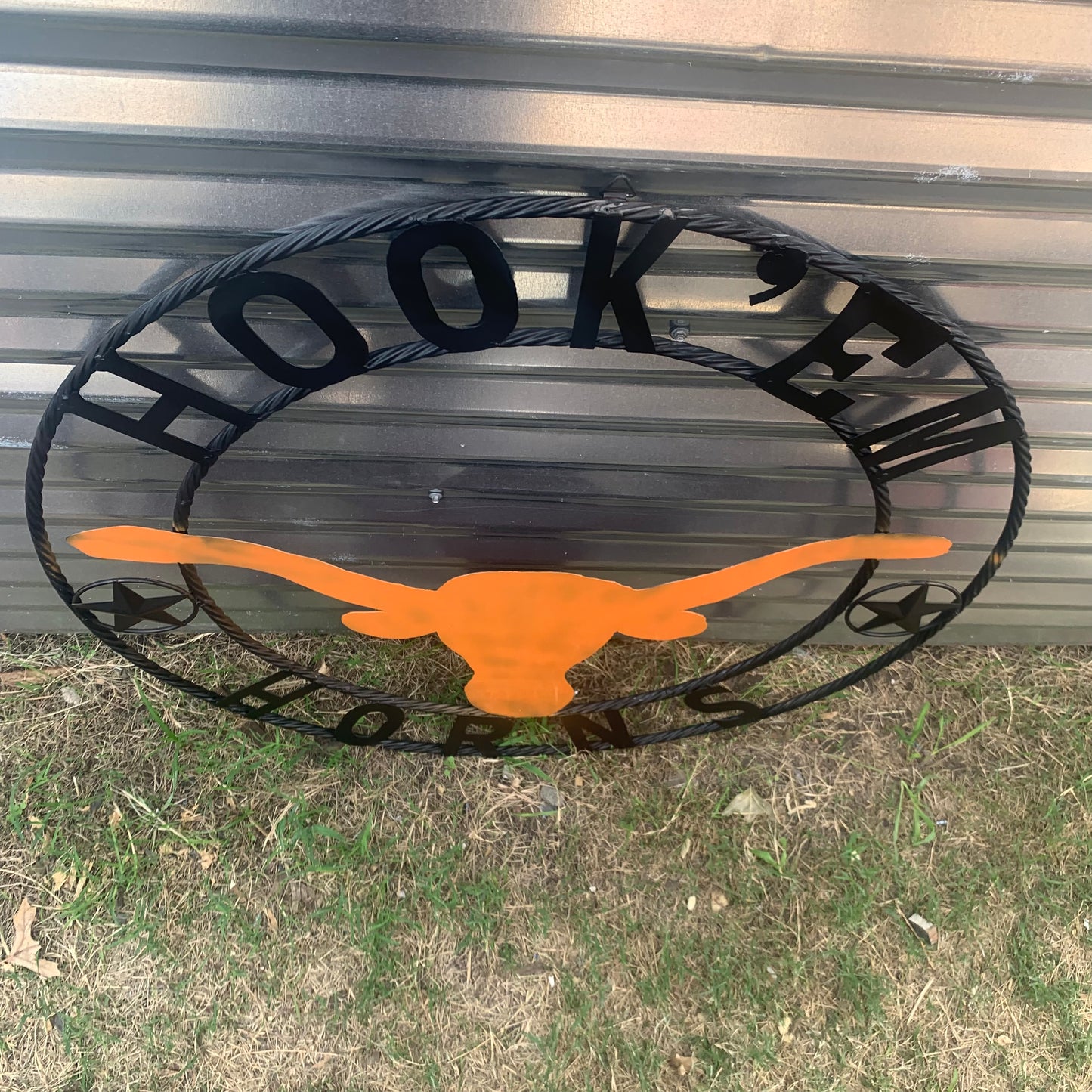 HOOKEM HORNS WITH LONE STAR TEXAS LONGHORNS HOOK EM METAL CUSTOM VINTAGE CRAFT WALL ART TEAM SIGN HANDMADE