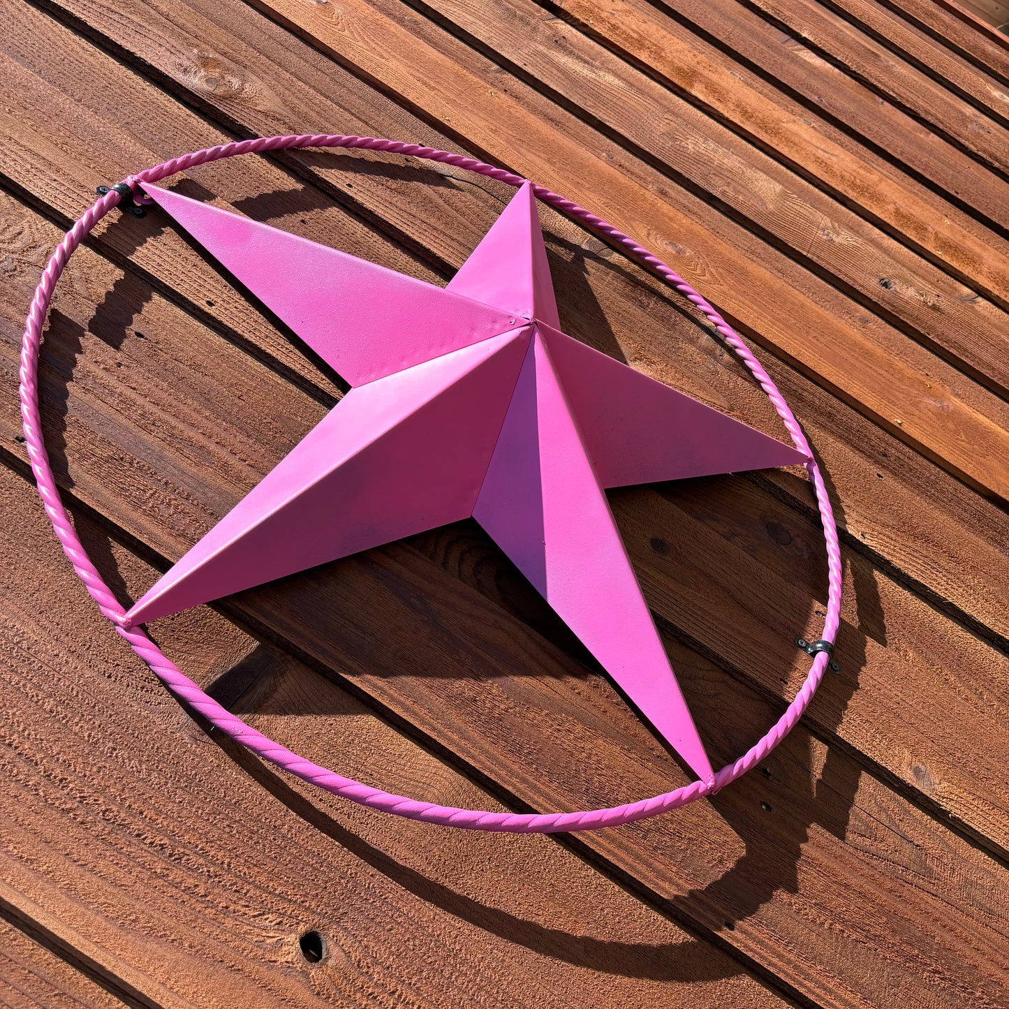 PINK STAR BARN METAL LONE STAR TWISTED ROPE RING WESTERN HOME DECOR HANDMADE 12",24",36"