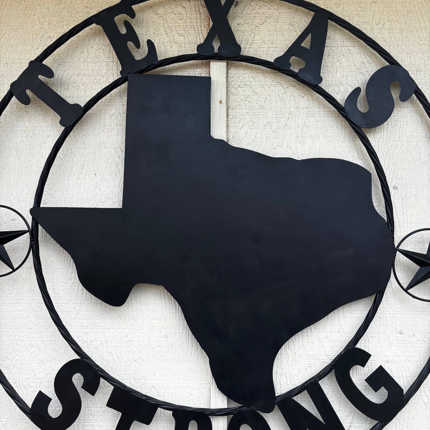 TEXAS STRONG BLACK METAL SIGN WESTERN HOME DECOR HANDMADE