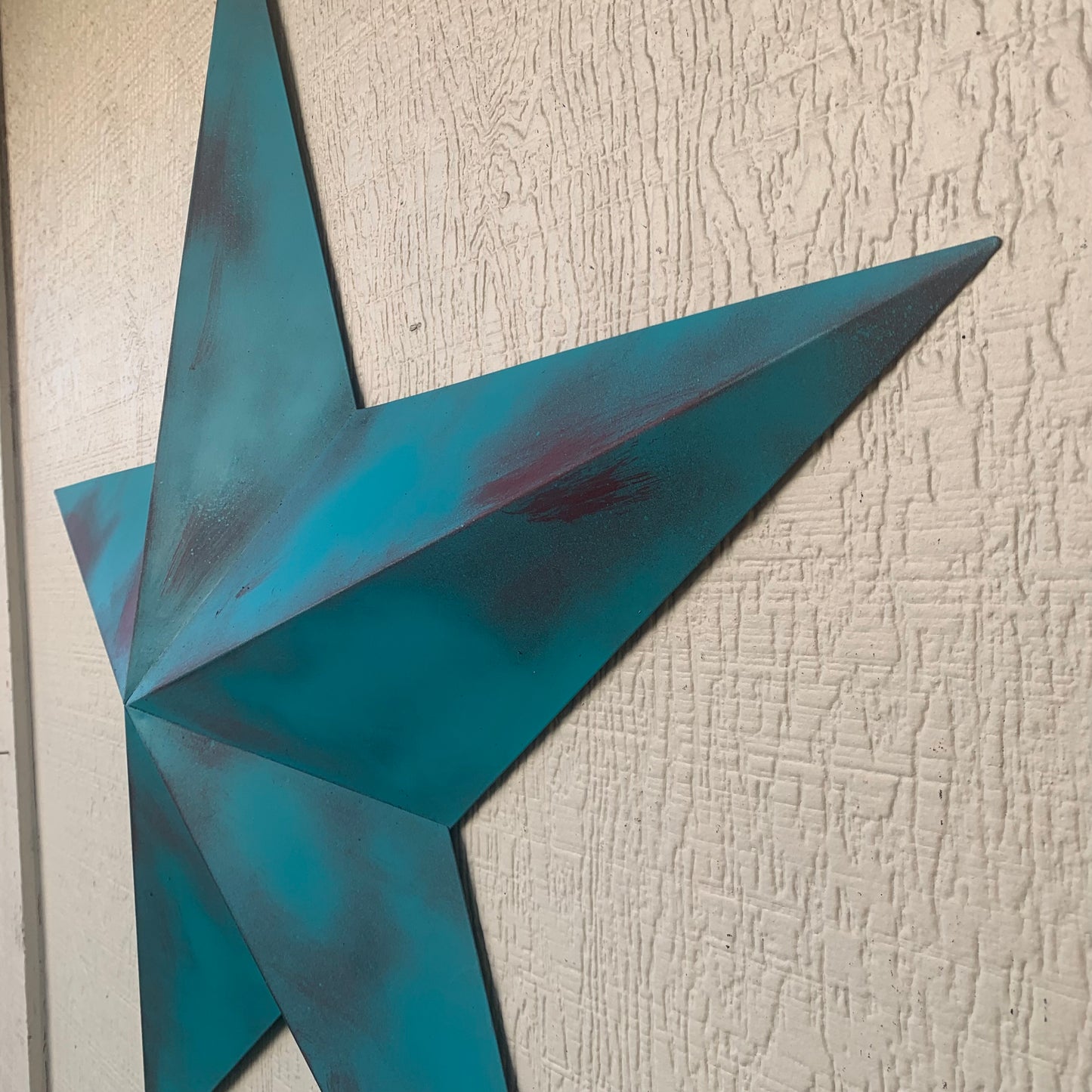 #EH10540 TURQUOISE DISTRESSED TWO TONE BARN STAR METAL ART WESTERN HOME DECOR HANDMADE NEW