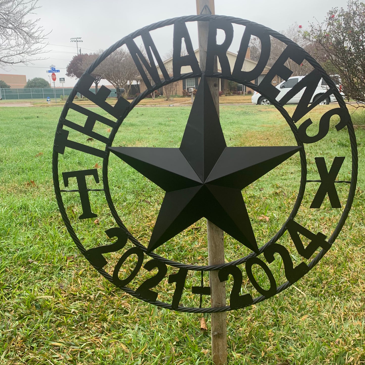 MARDENS STYLE CUSTOM NAME STAR BARN METAL STAR 3d TWISTED ROPE RING WESTERN HOME DECOR RUSTIC BLACK HANDMADE 24",32",36",50"