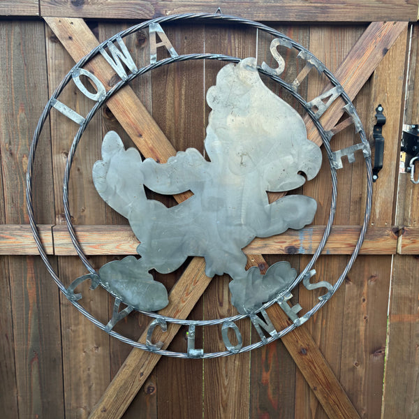 12", 18", 24", 32" IOWA STATE CYCLONES CUSTOM RAW METAL VINTAGE CRAFT TEAM SIGN HANDMADE 36",40",44",50"