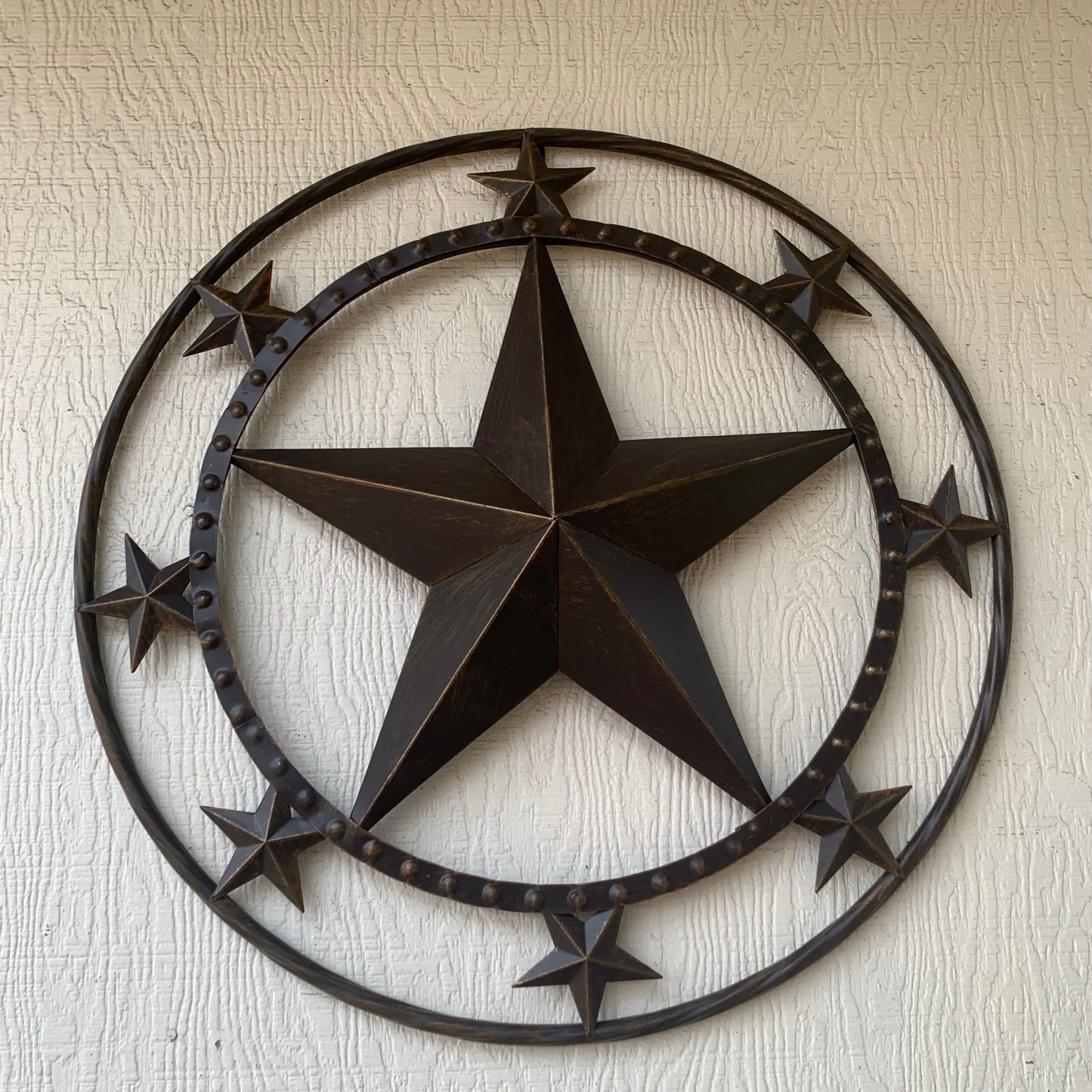 24" MULTI STAR BEADED COLIBROX BARN STAR METAL LONESTAR WESTERN HOME DECOR HANDMADE RUSTIC DARK BRONZE NEW