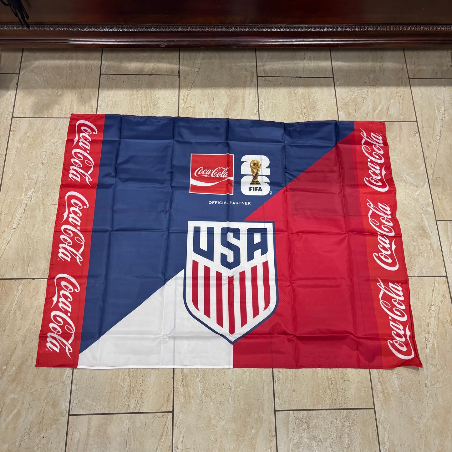 FIFA WORLD CUP 2026 USA COCACOLA FLAG 3ft x 4ft GENUINE LICENSES WESTERN HOME DECOR  #EH13732