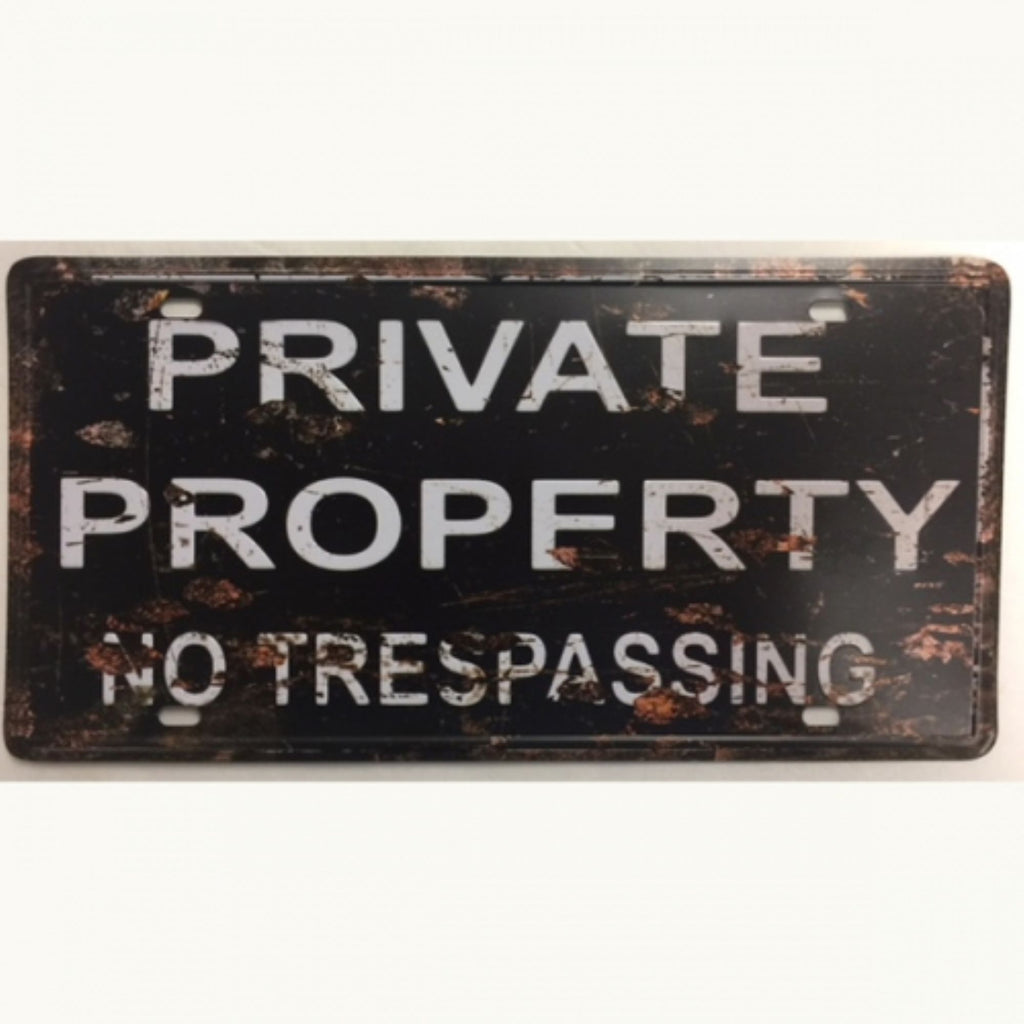 PRIVATE PROPERTY LICENSE PLATE SOUVENIR METAL SIGN 6" X 12" CAR PLATE WESTERN HOME DECOR #EH11731