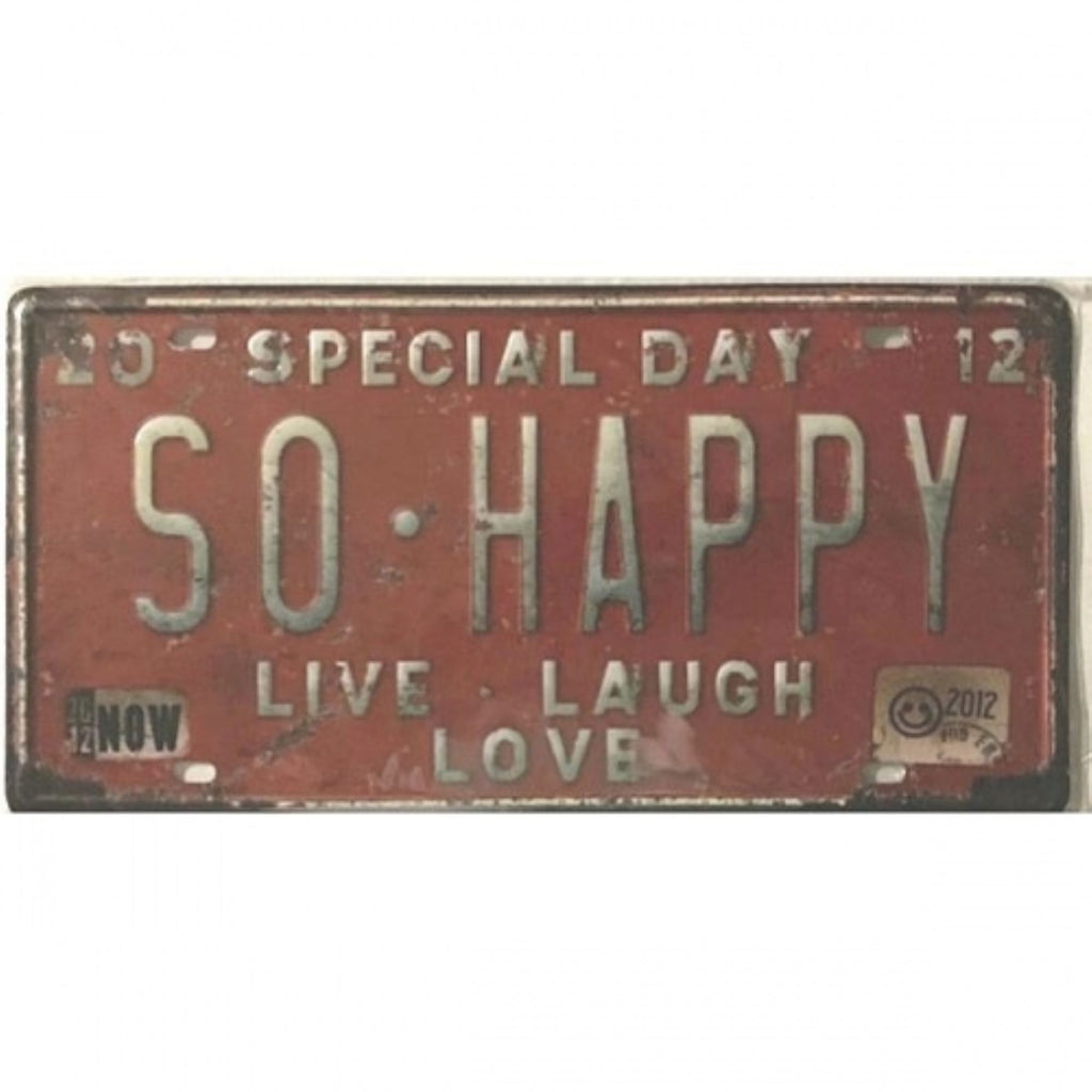 HAPPY LICENSE PLATE SOUVENIR METAL SIGN 6" X 12" CAR PLATE WESTERN HOME DECOR #EH11735