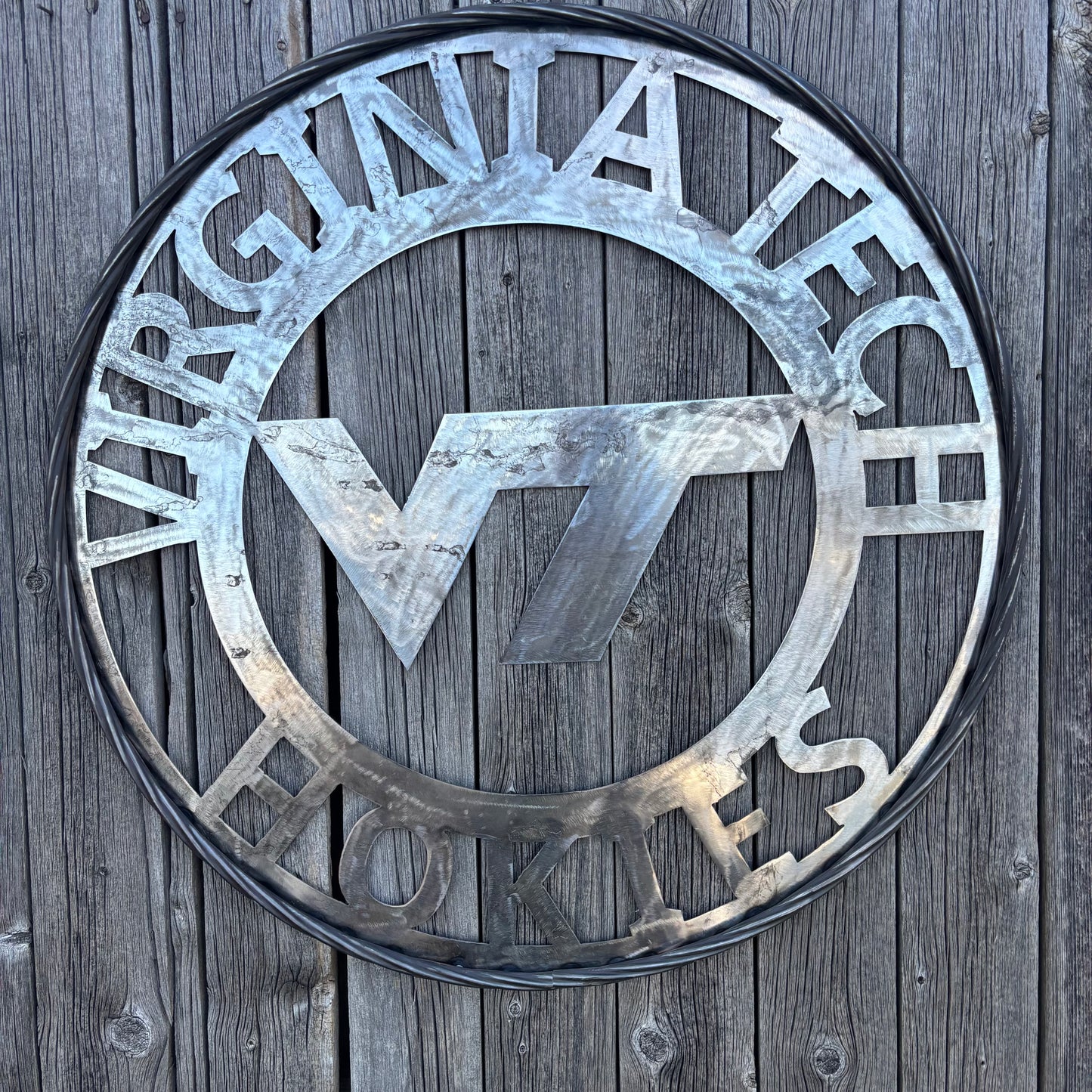 VIRGINIA TECH CUSTOM RAW METAL VINTAGE CRAFT SIGN TEAM UNPAINTED HANDMADE TO ORDER
