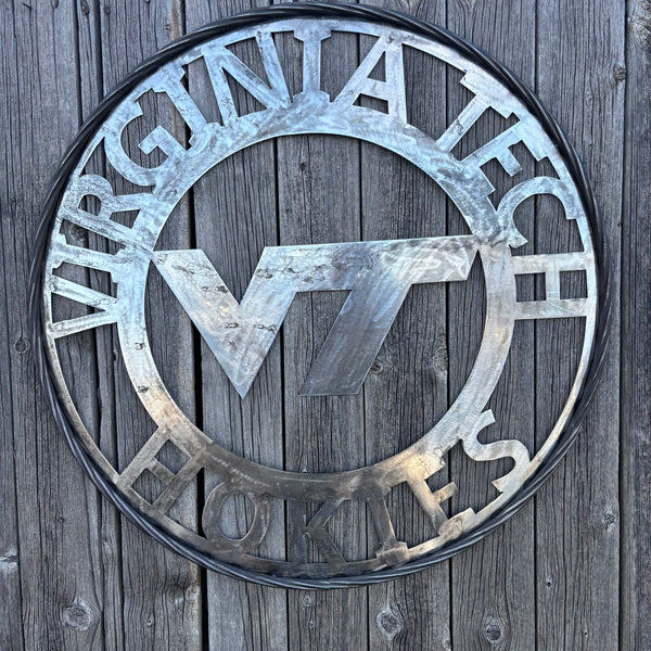 VIRGINIA TECH CUSTOM RAW METAL VINTAGE CRAFT SIGN TEAM HANDMADE TO ORDER