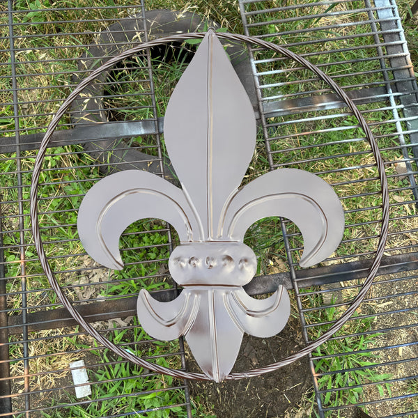 FLEUR DE LIS BROWN METAL WALL ART SIGN WESTERN HOME DECOR HANDMADE NEW 12",18",24",32"