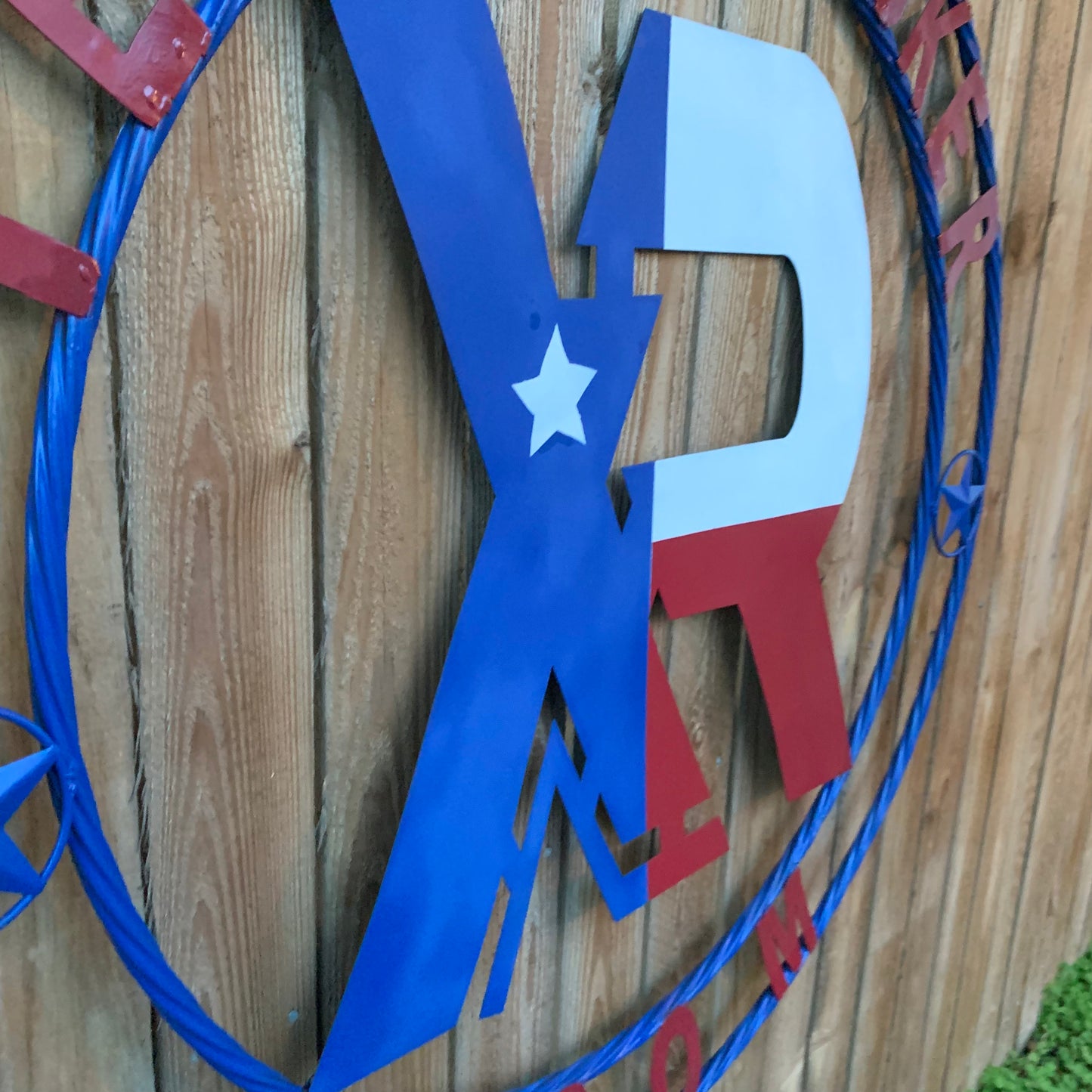 #EH11299 CUSTOM NAME XR ROOFING STYLE SIGN RED,WHITE & BLUE TEXAS FLAG LOGO HANDMADE
