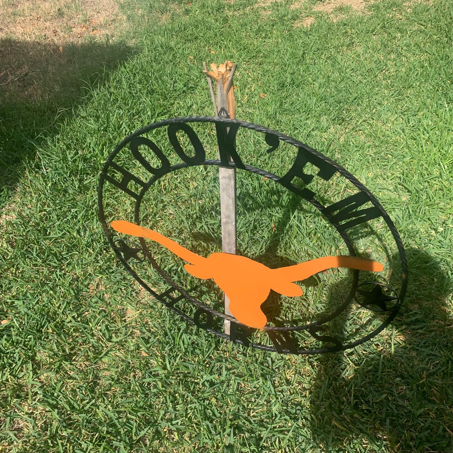HOOKEM HORNS WITH LONE STAR TEXAS LONGHORNS HOOK EM METAL CUSTOM VINTAGE CRAFT WALL ART TEAM SIGN HANDMADE