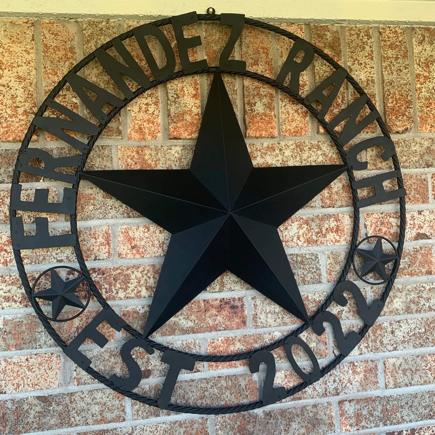 FERNANDEZ RANCH STYLE YOUR CUSTOM NAME STAR BARN STAR METAL LONE STAR WESTERN HOME DECOR RUSTIC BLACK HANDMADE 24",32",36",50"