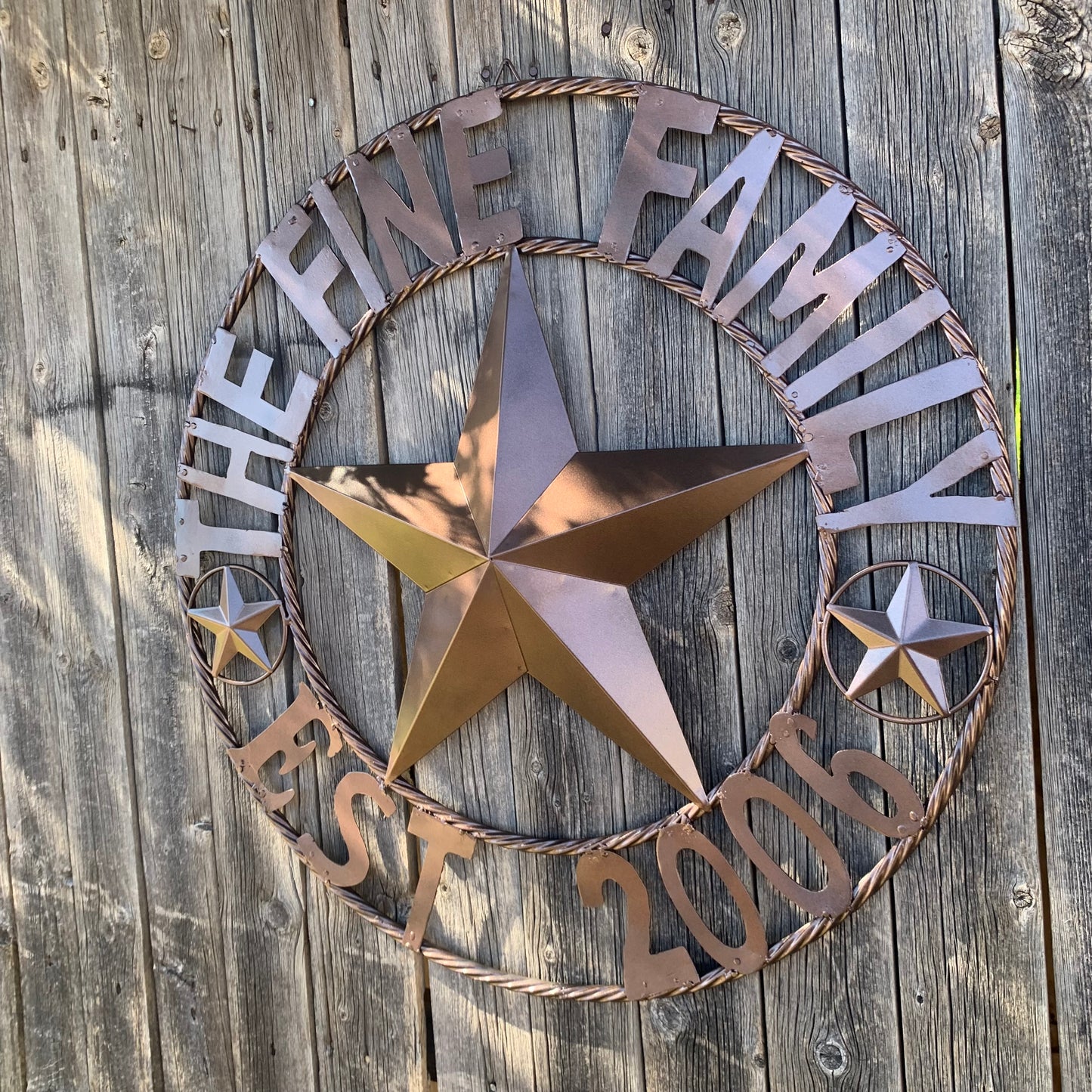 FINE FAMILY STYLE YOUR CUSTOM NAME STAR BARN STAR METAL LONE STAR WESTERN HOME DECOR RUSTIC BRONZE HANDMADE 24",32",36",50"