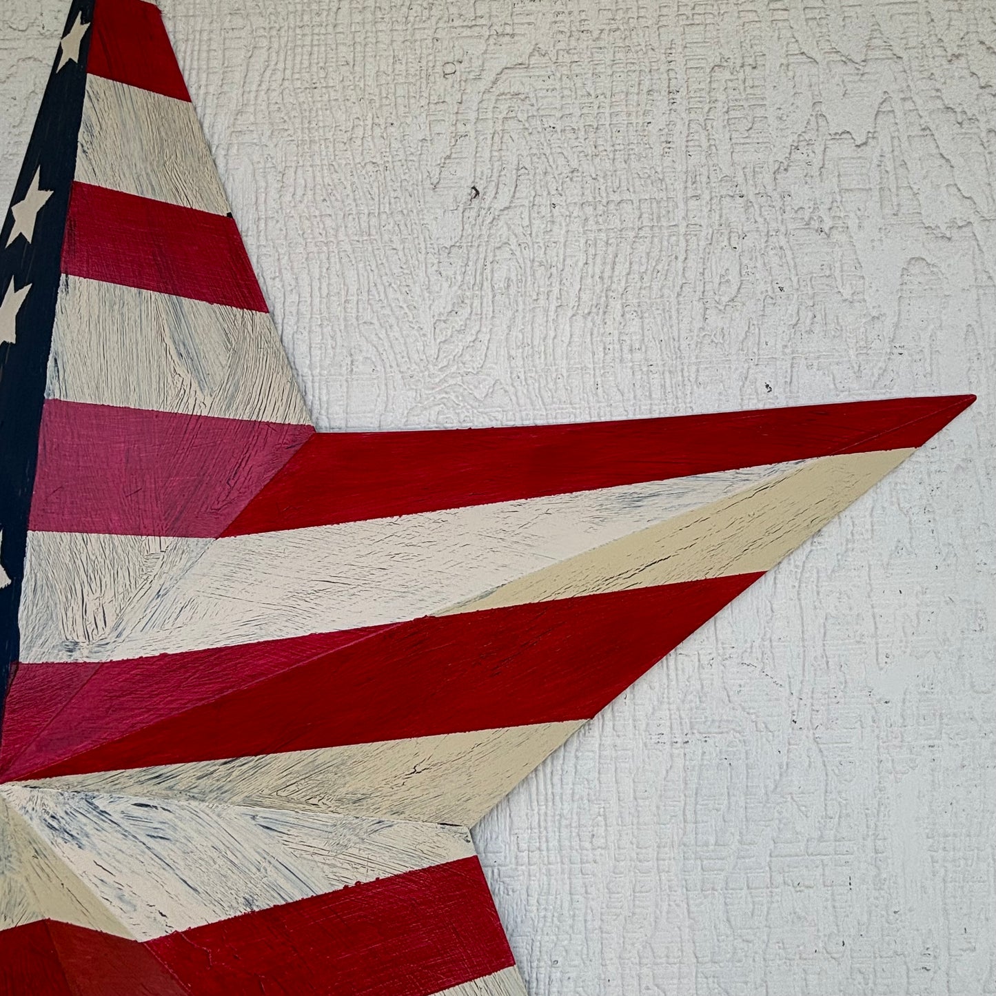 USA FLAG STAR CRACKLE RED IVORY NAVY BLUE METAL BARN STAR METAL WALL ART WESTERN HOME DECOR HANDMADE NEW