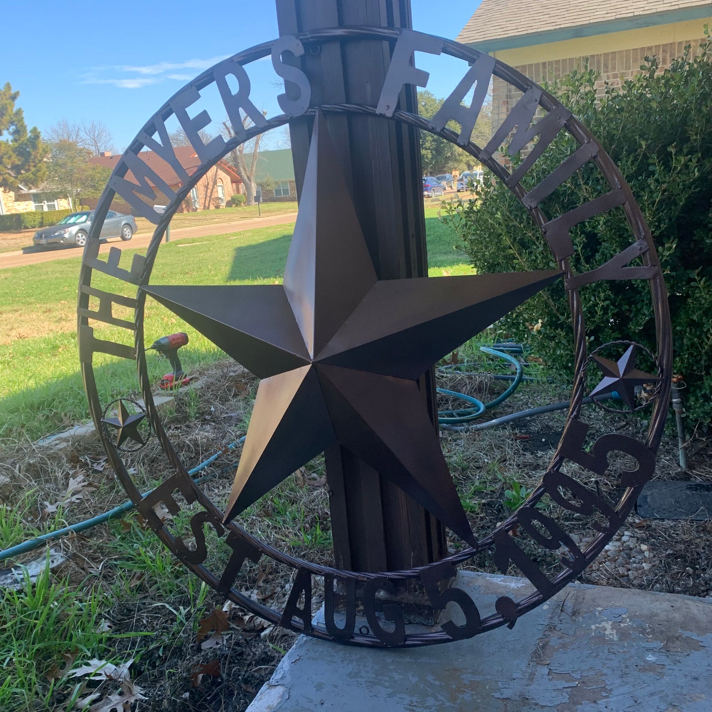 MYERS STYLE YOUR CUSTOM NAME STAR BARN STAR METAL LONE STAR WESTERN HOME DECOR RUSTIC BLACK HANDMADE 24",32",36",50"