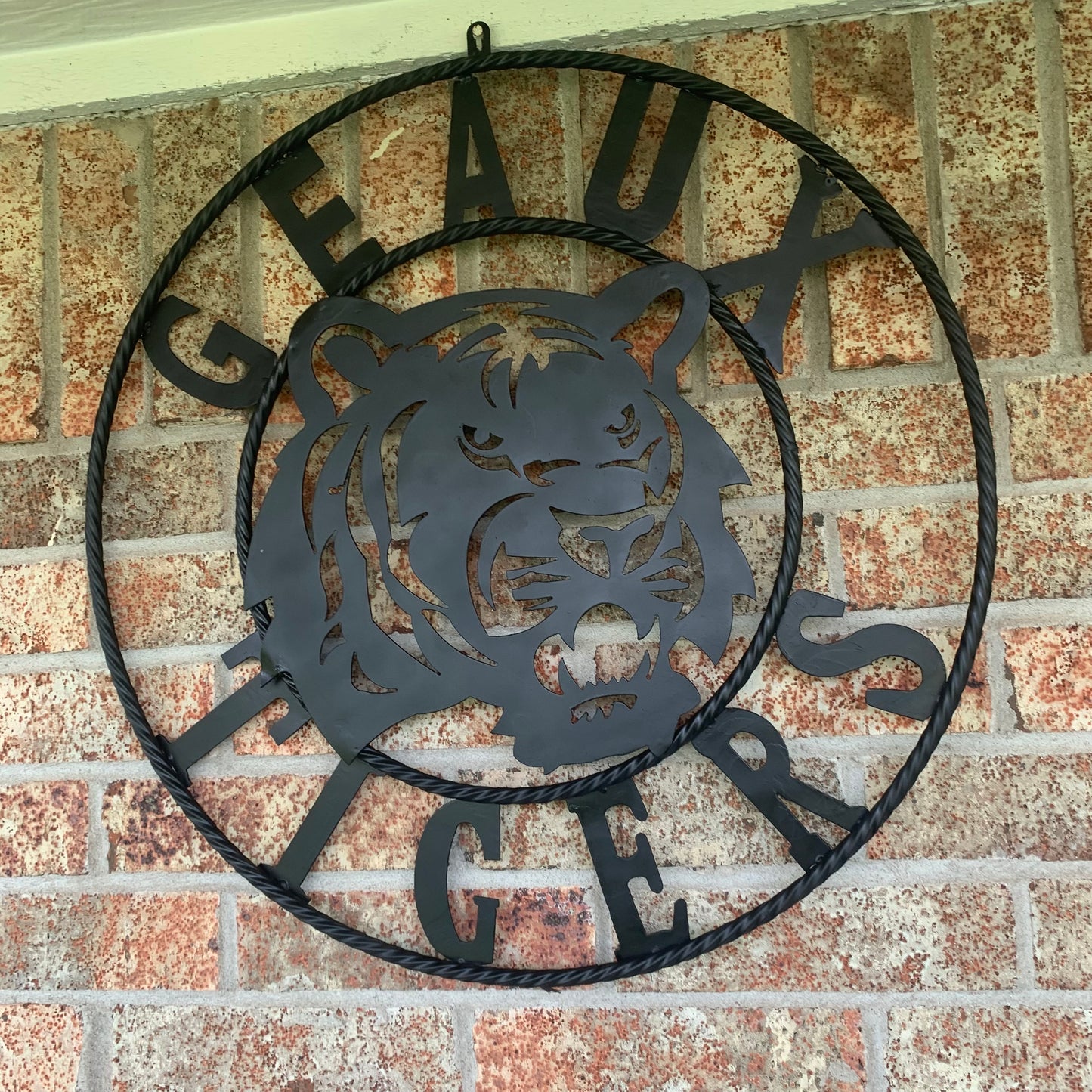 GEAUX TIGERS BLACK CUSTOM METAL VINTAGE CRAFT SIGN TEAM HANDMADE