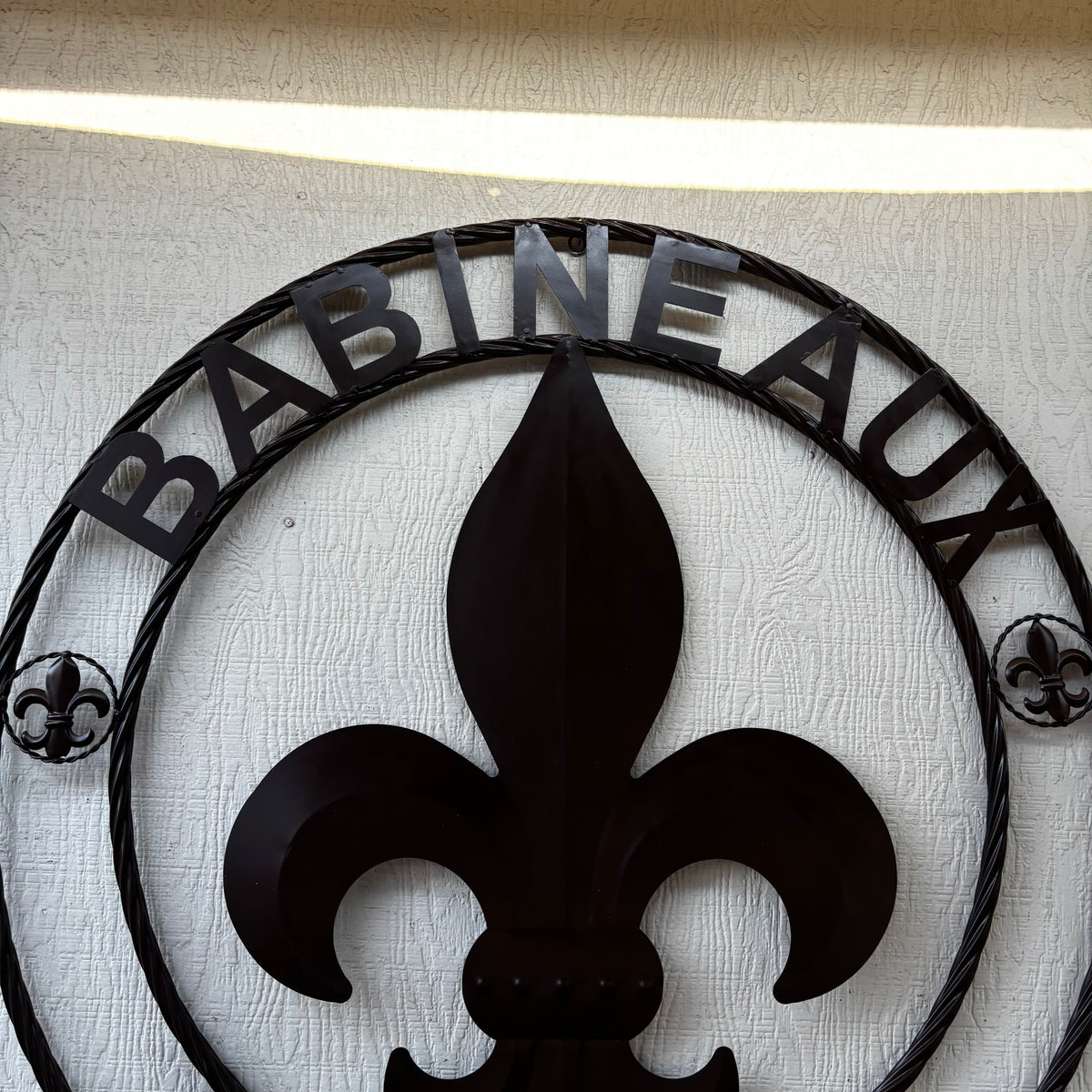 BABINEAUX STYLE YOUR CUSTOM NAME FLEUR DE LIS BROWN METAL TWISTED ROPE RING SIGN WALL ART WESTERN HOME DECOR HANDMADE 24", 32", 36"
