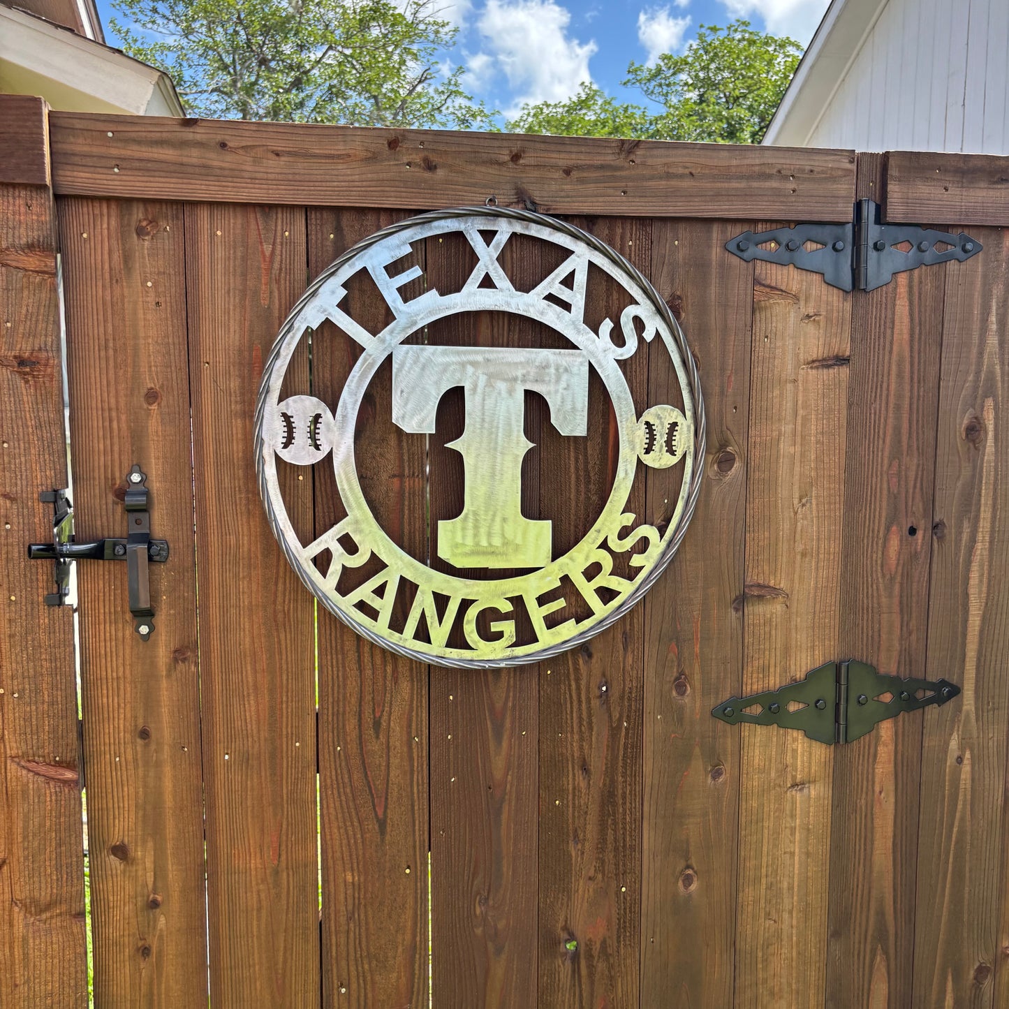 TEXAS RANGERS CUSTOM RAW METAL VINTAGE CRAFT TEAM SIGN TWISTED ROPE RING HANDMADE