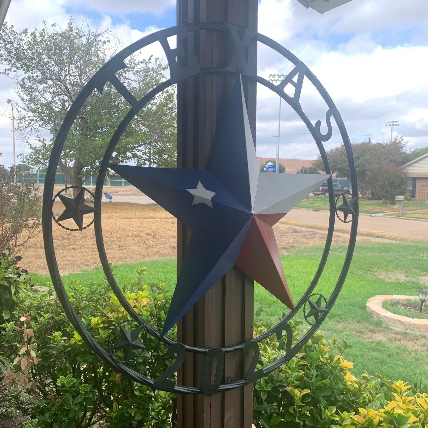TEXAS 2022 STYLE CUSTOM NAME BARN STAR METAL LONESTAR 3d TWISTED BLACK ROPE RING WESTERN HOME DECOR   HANDMADE 24",32",36"